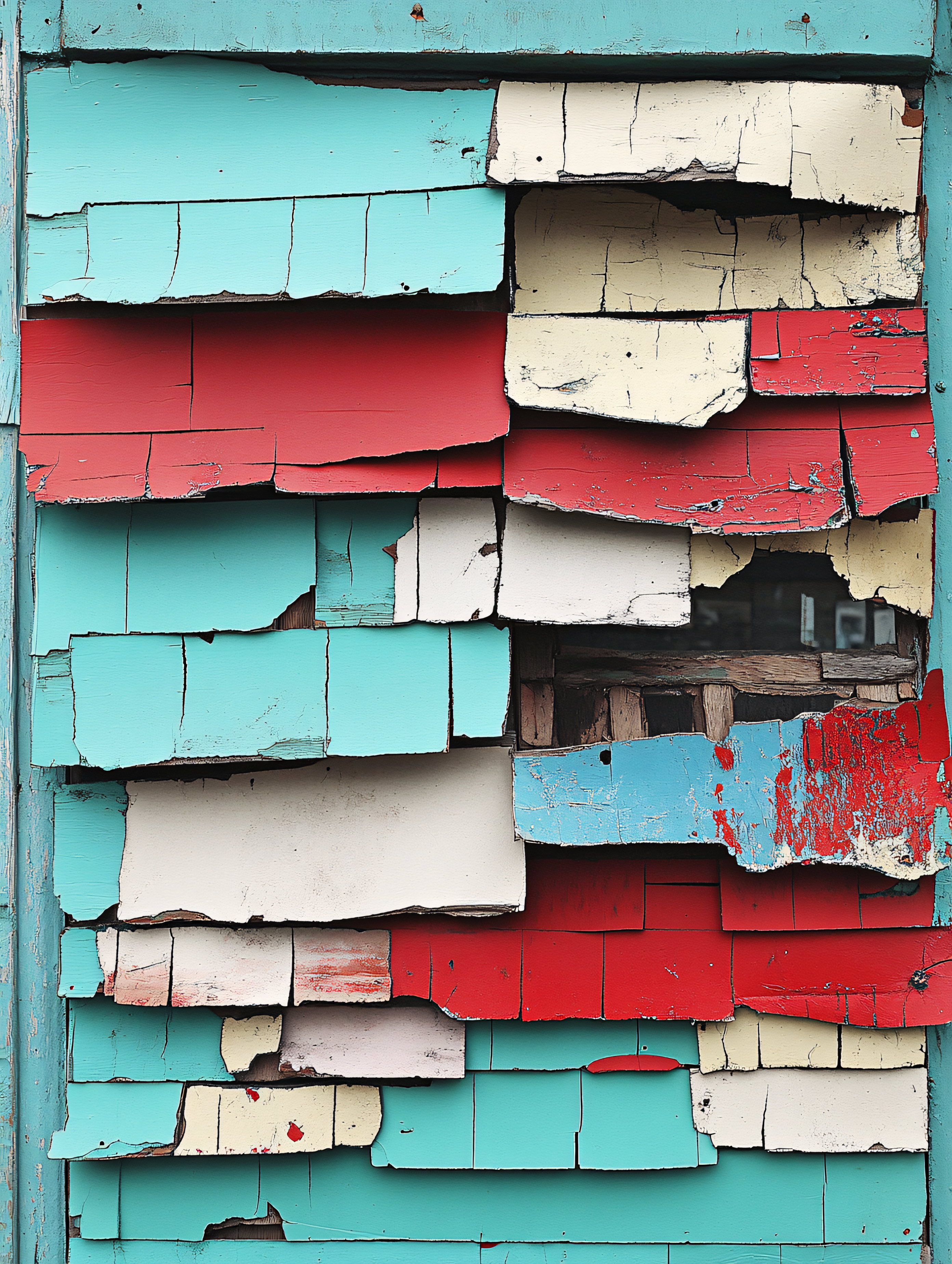 Distressed Colorful Wooden Wall