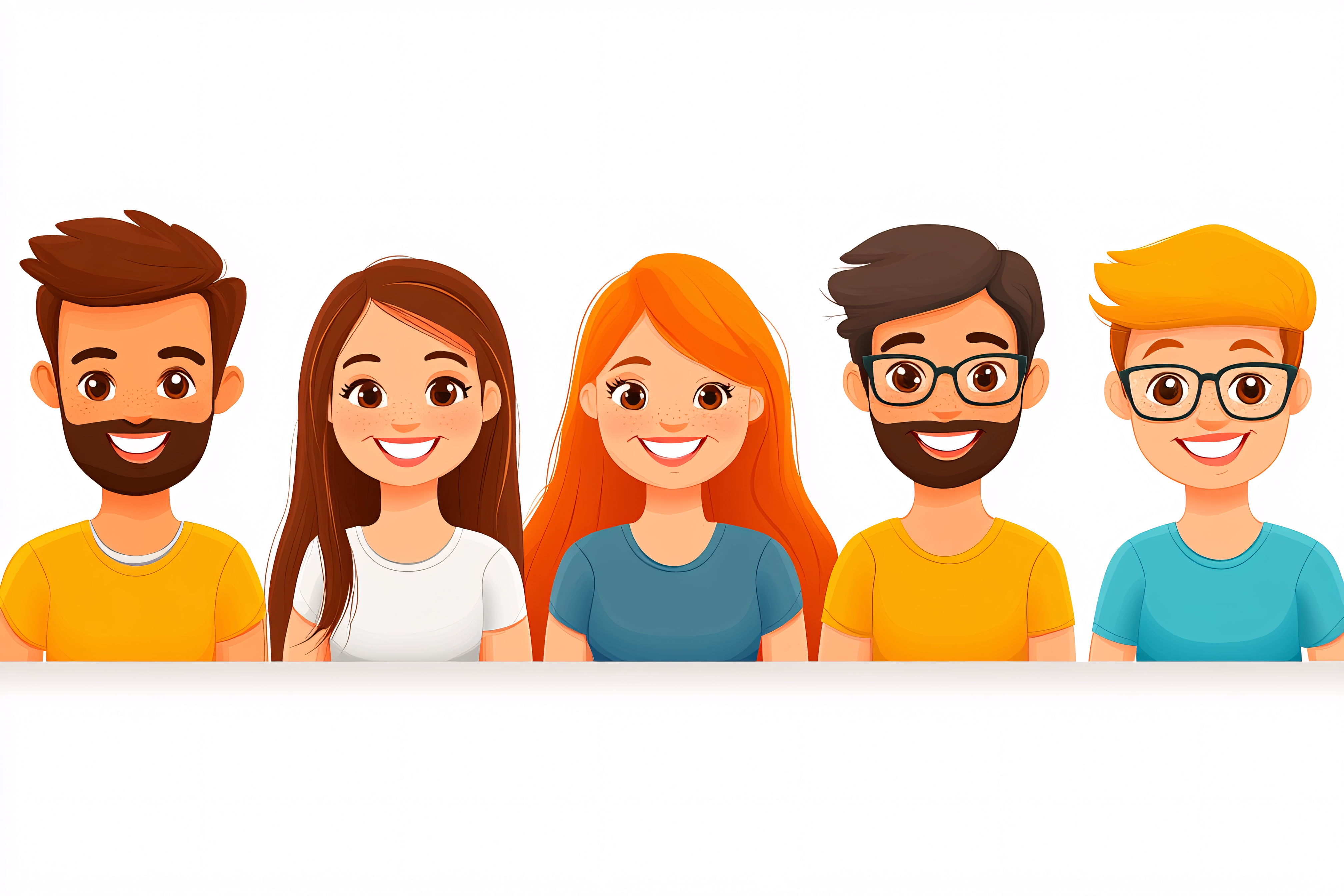 Diverse Group Of Cheerful Cartoon People