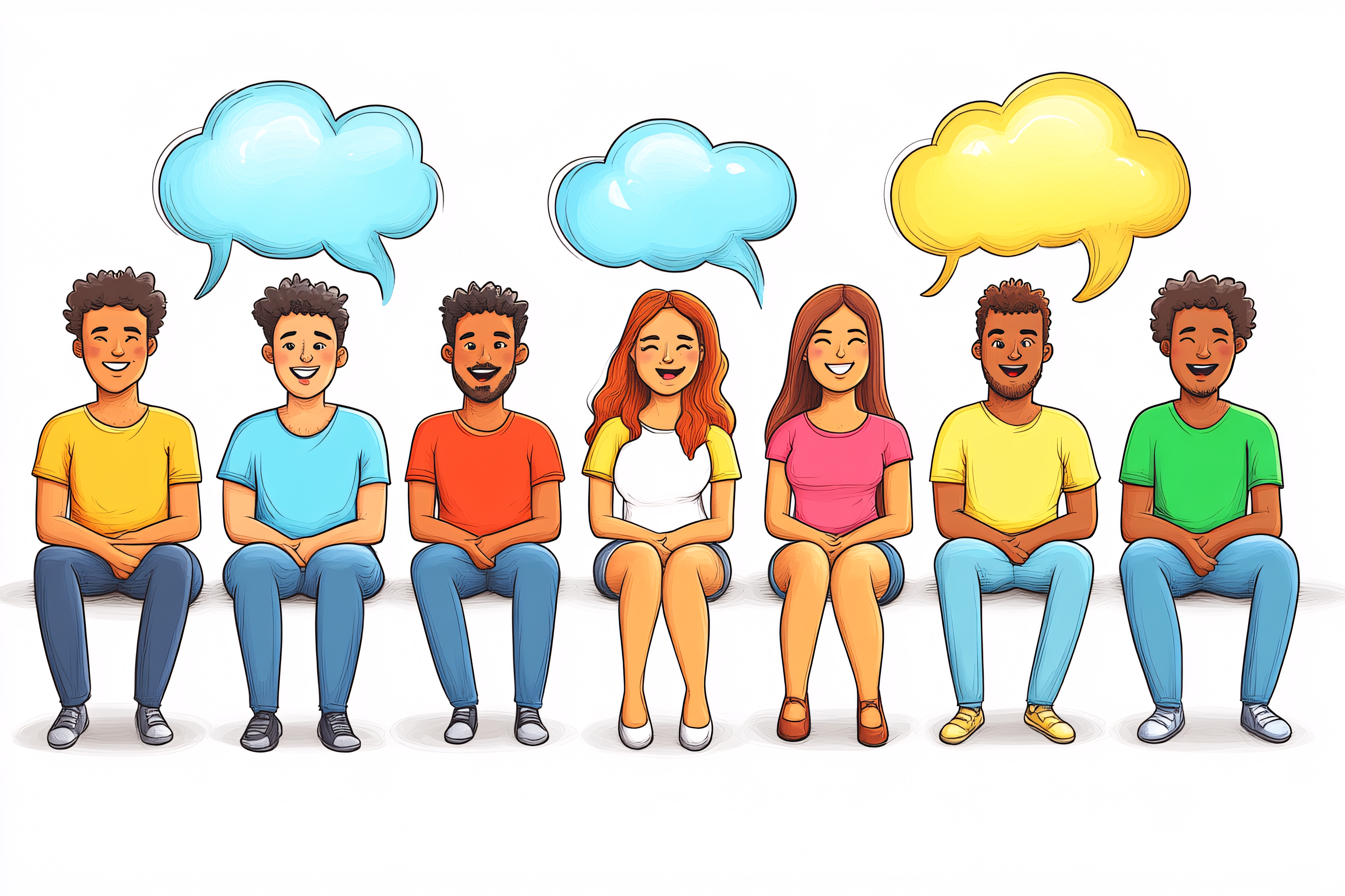 Diverse Group With Speech Bubbles
