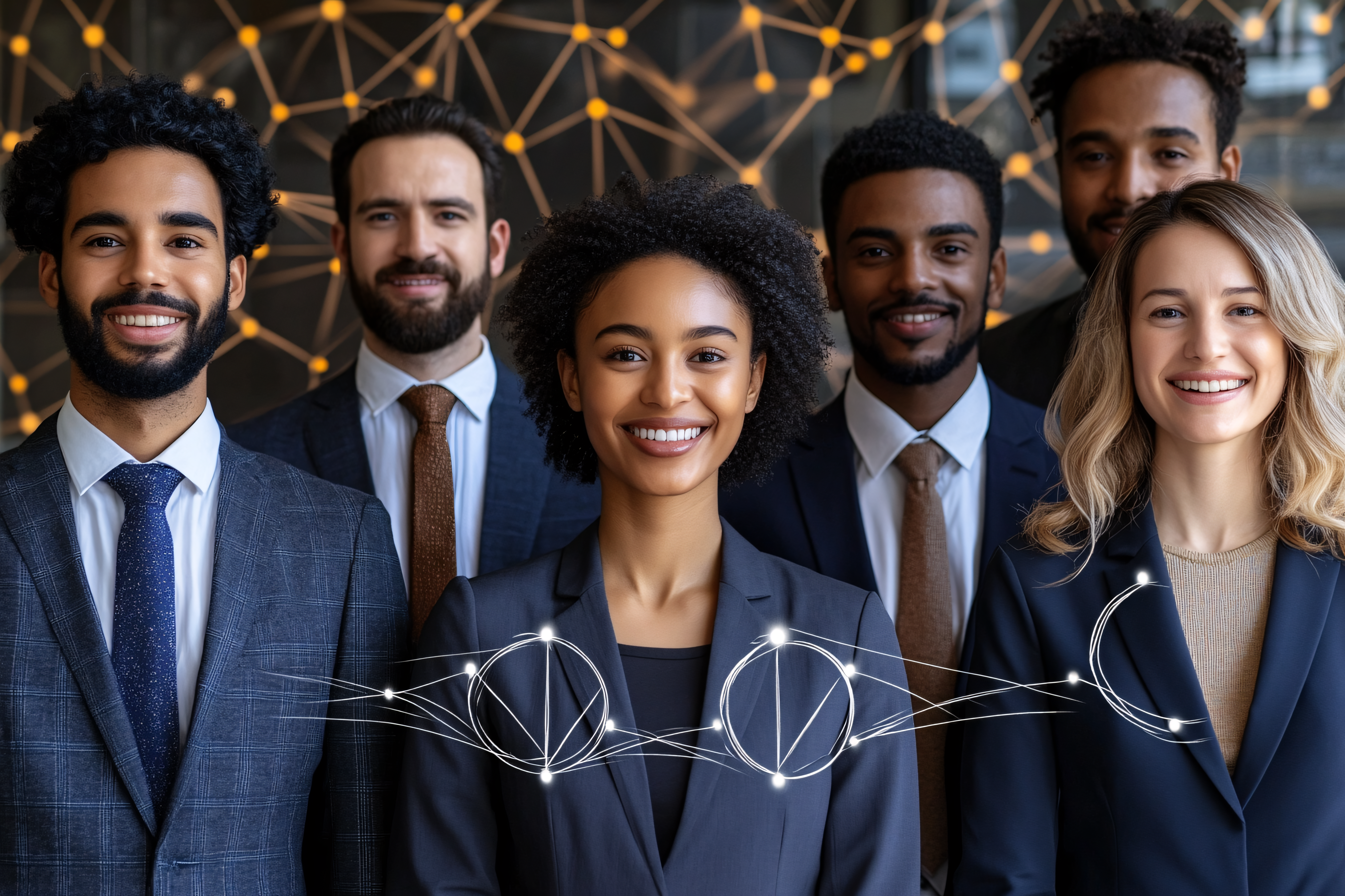 Diverse Team of Professionals with Network Connection