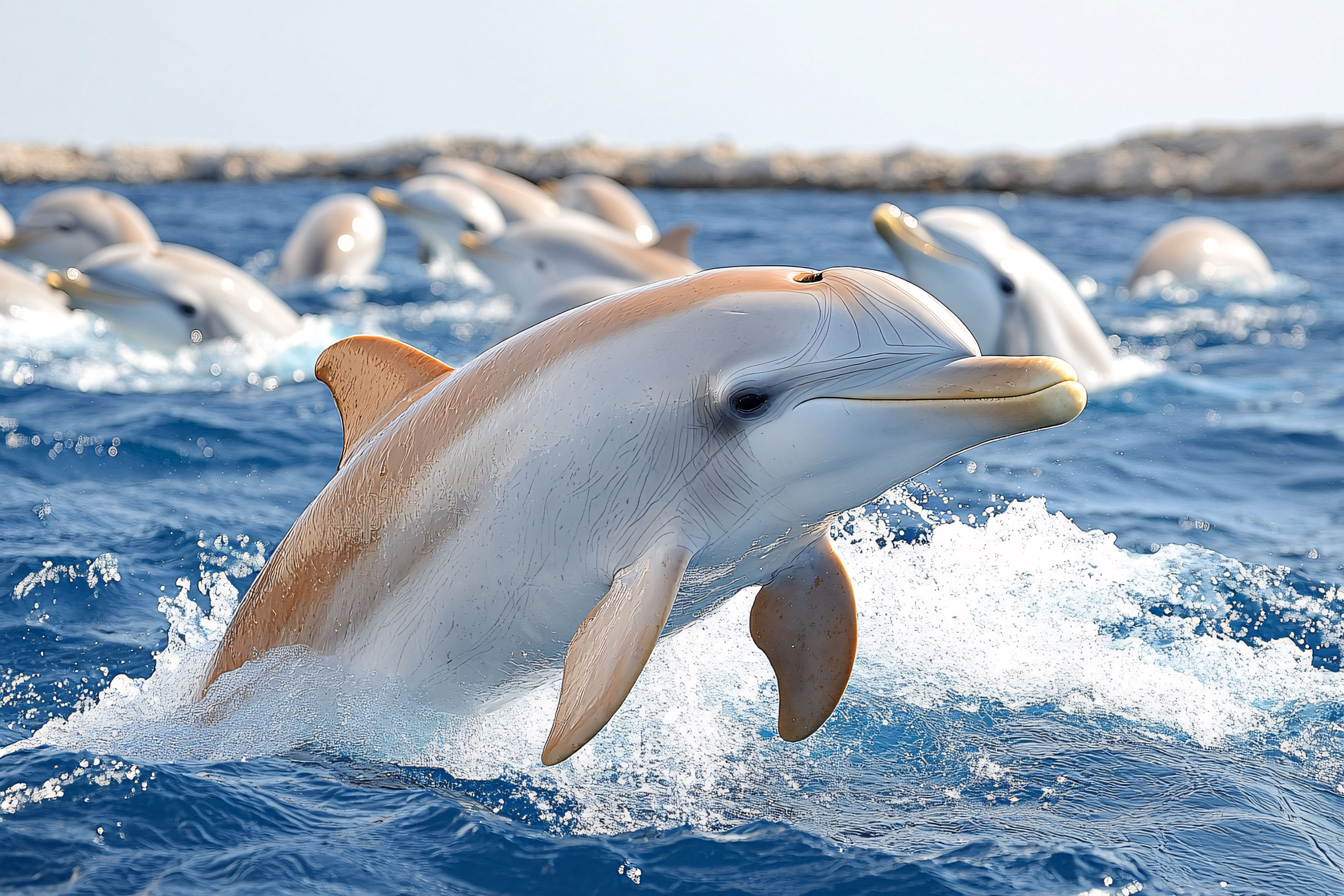 Dolphins Leaping in Ocean
