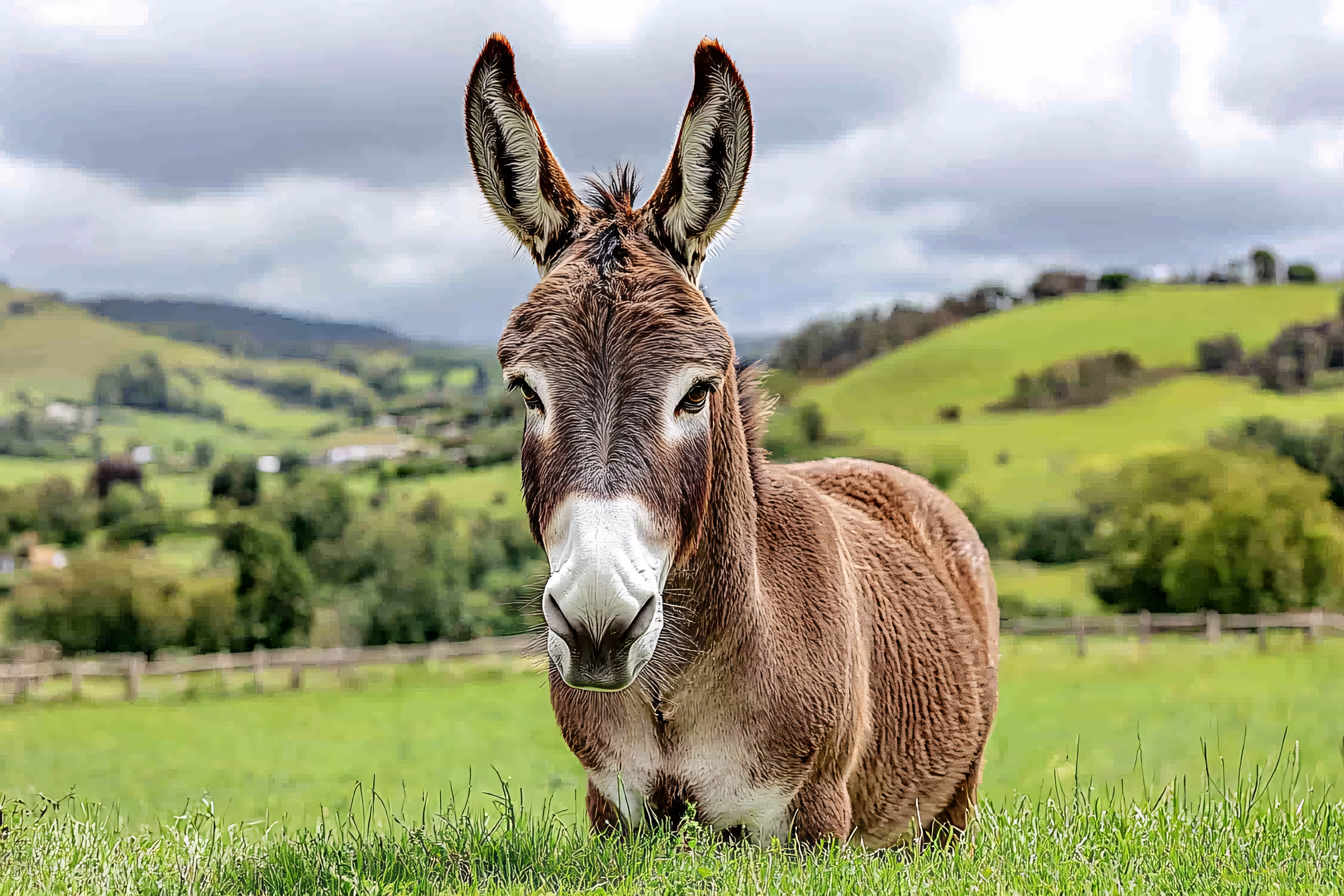 Donkey In Green Field