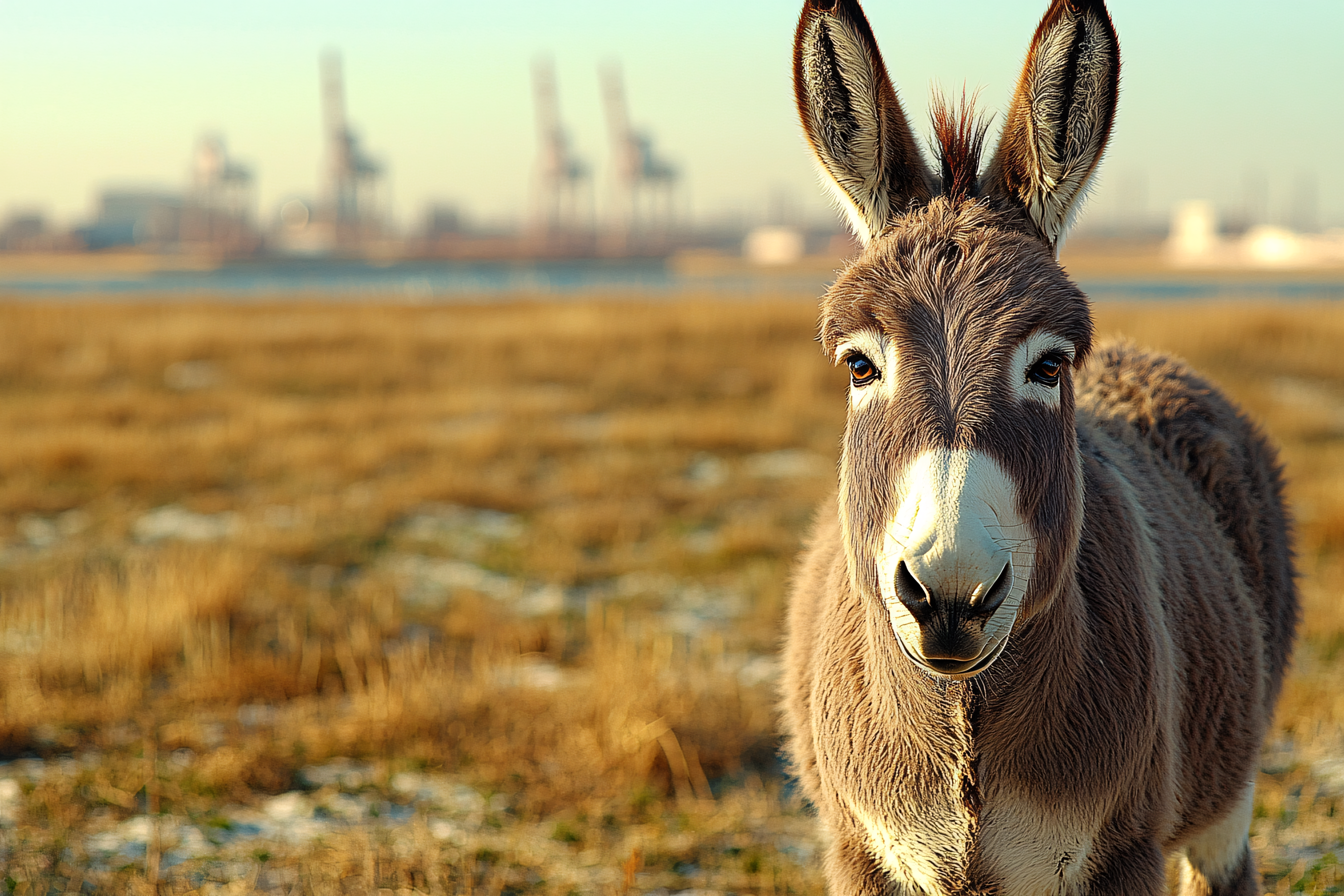 Donkey Portrait in Field