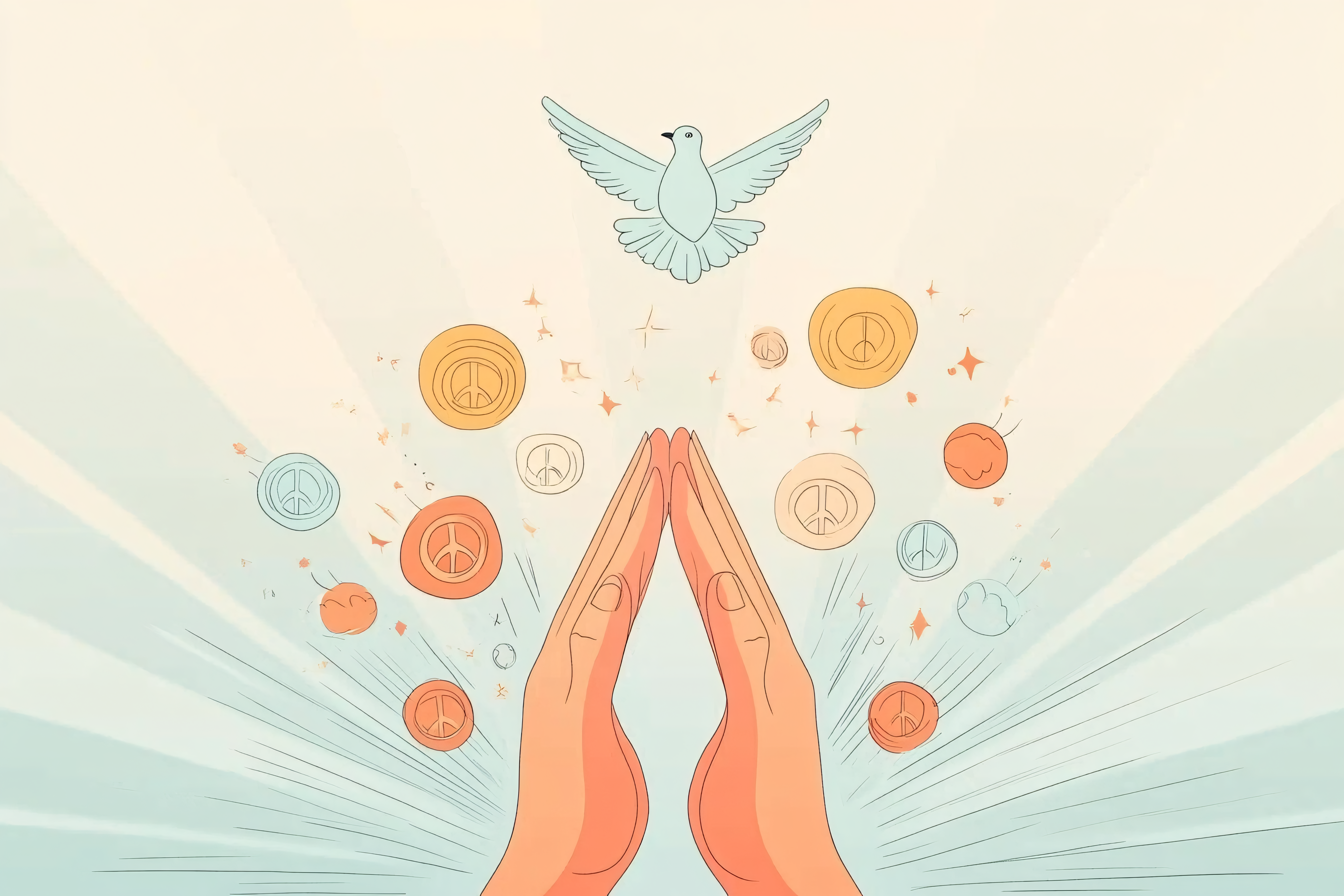 Dove of Peace and Hand Gesture