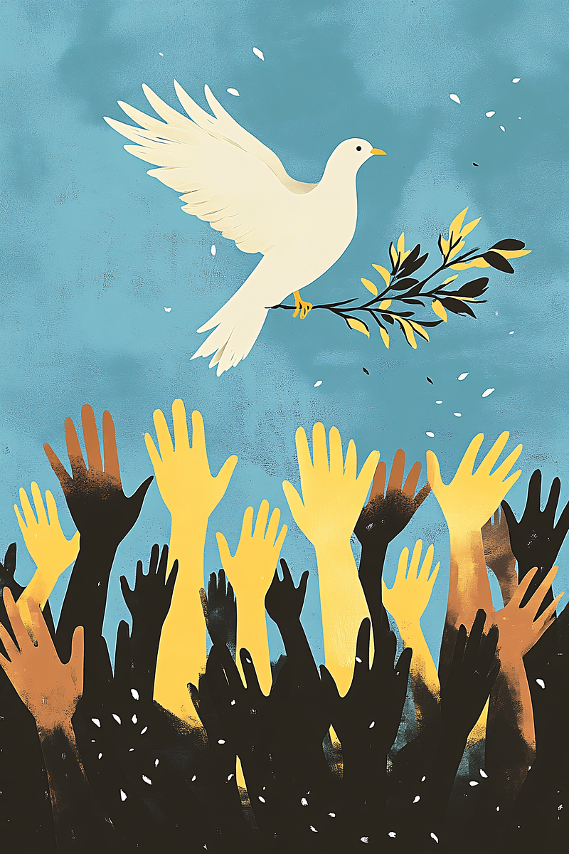 Dove Of Peace With Raised Hands