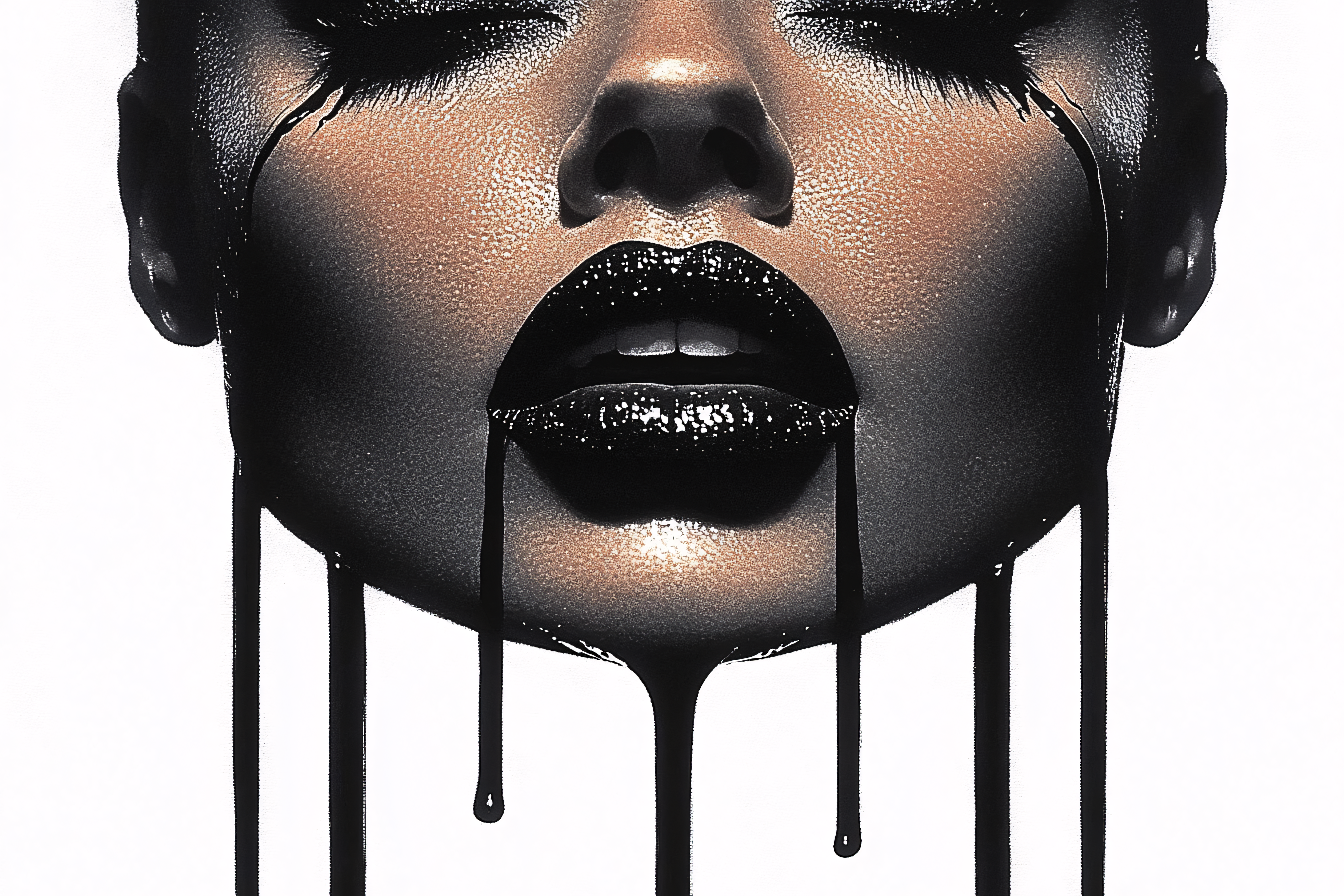 Dramatic Black Liquid Drip Makeup On