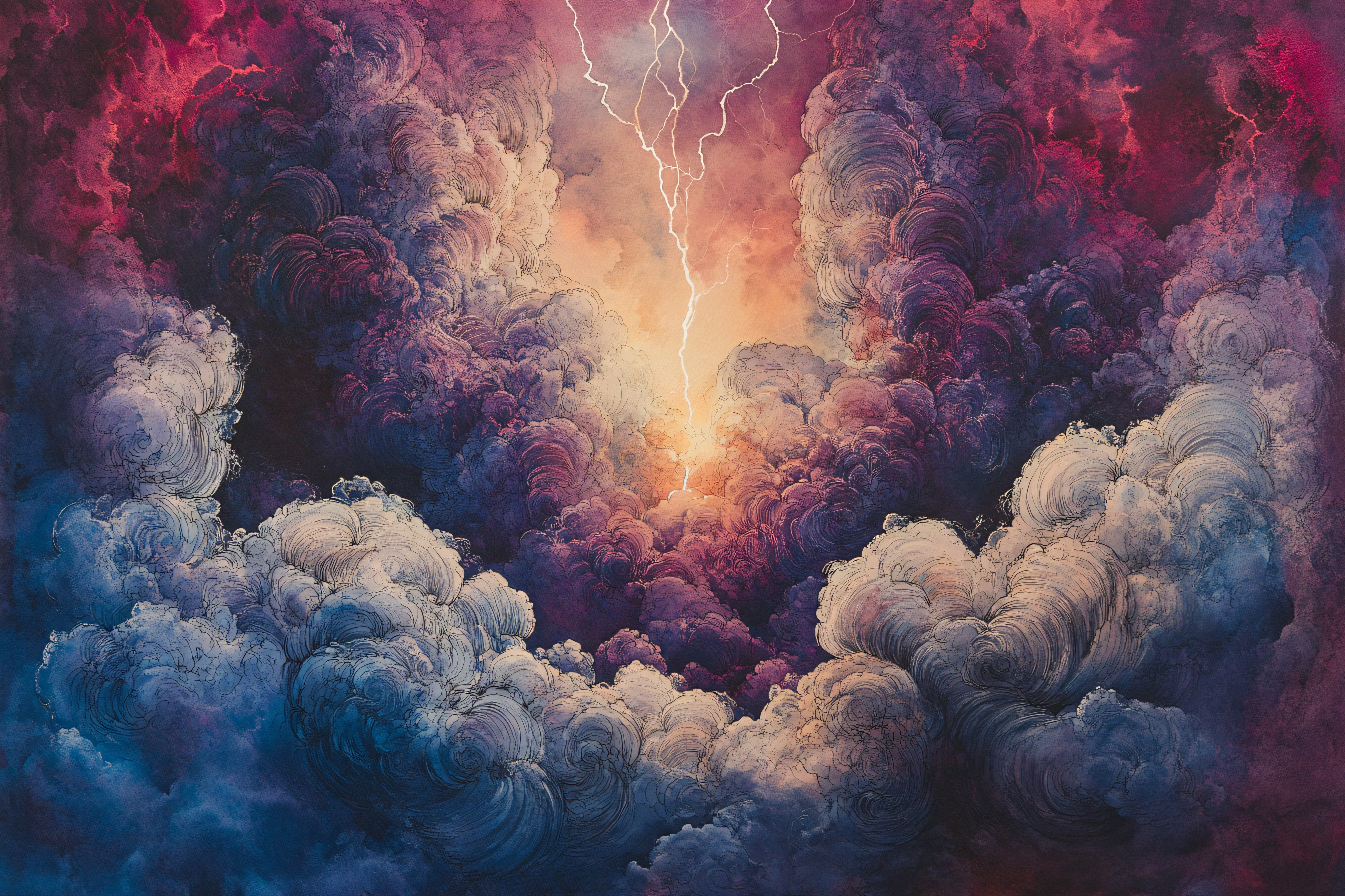 Dramatic Lightning Over Cloudscape