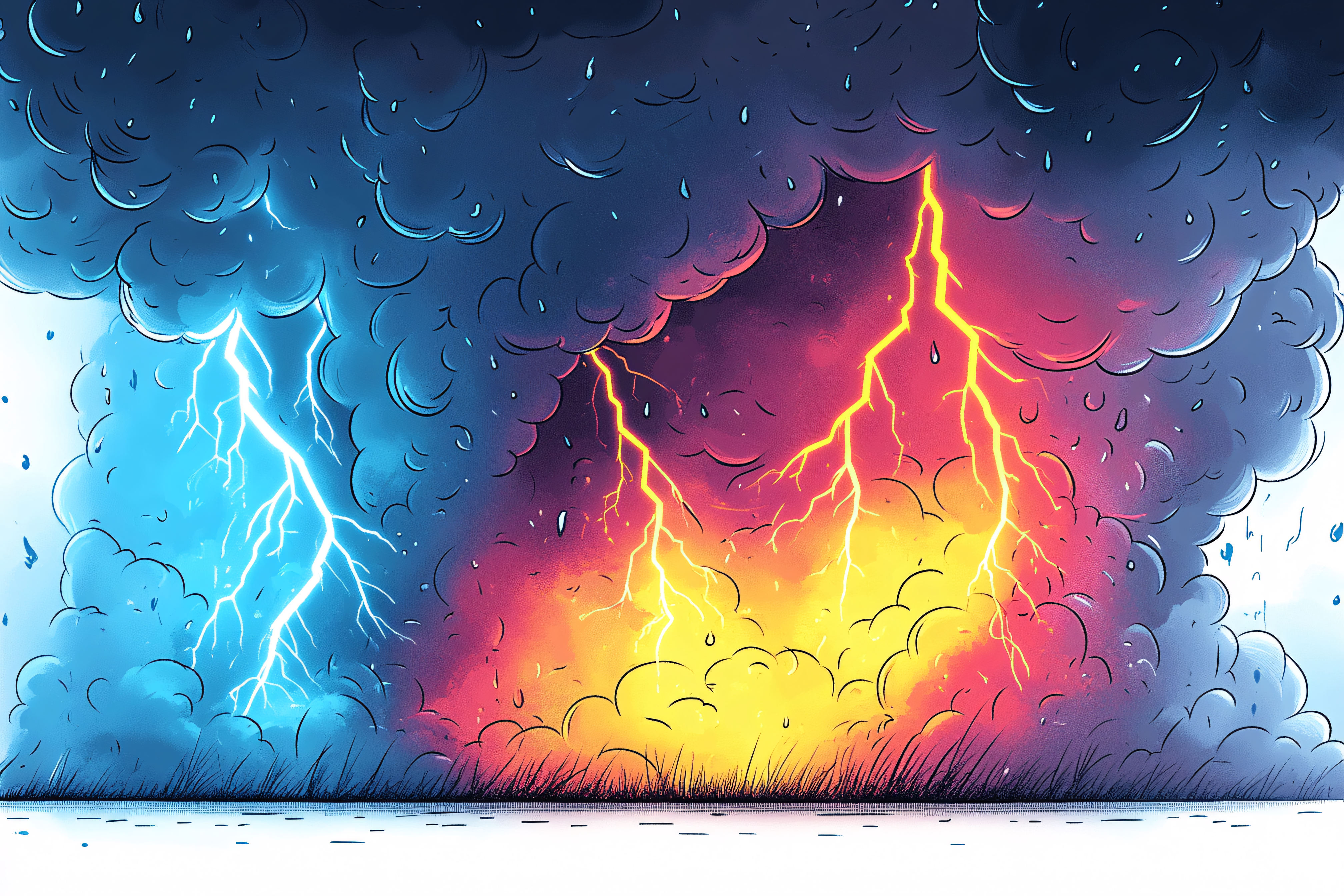 Dramatic Lightning Storm Over Field