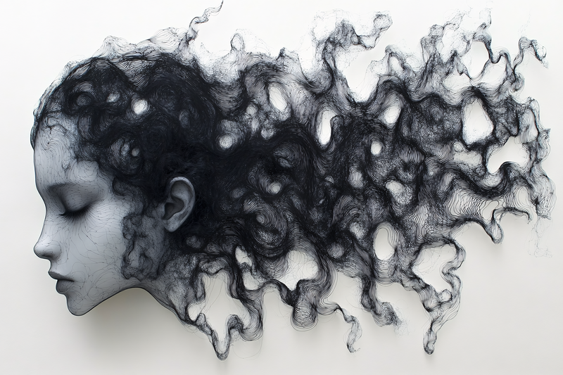 Dreaming Woman With Flowing Hair