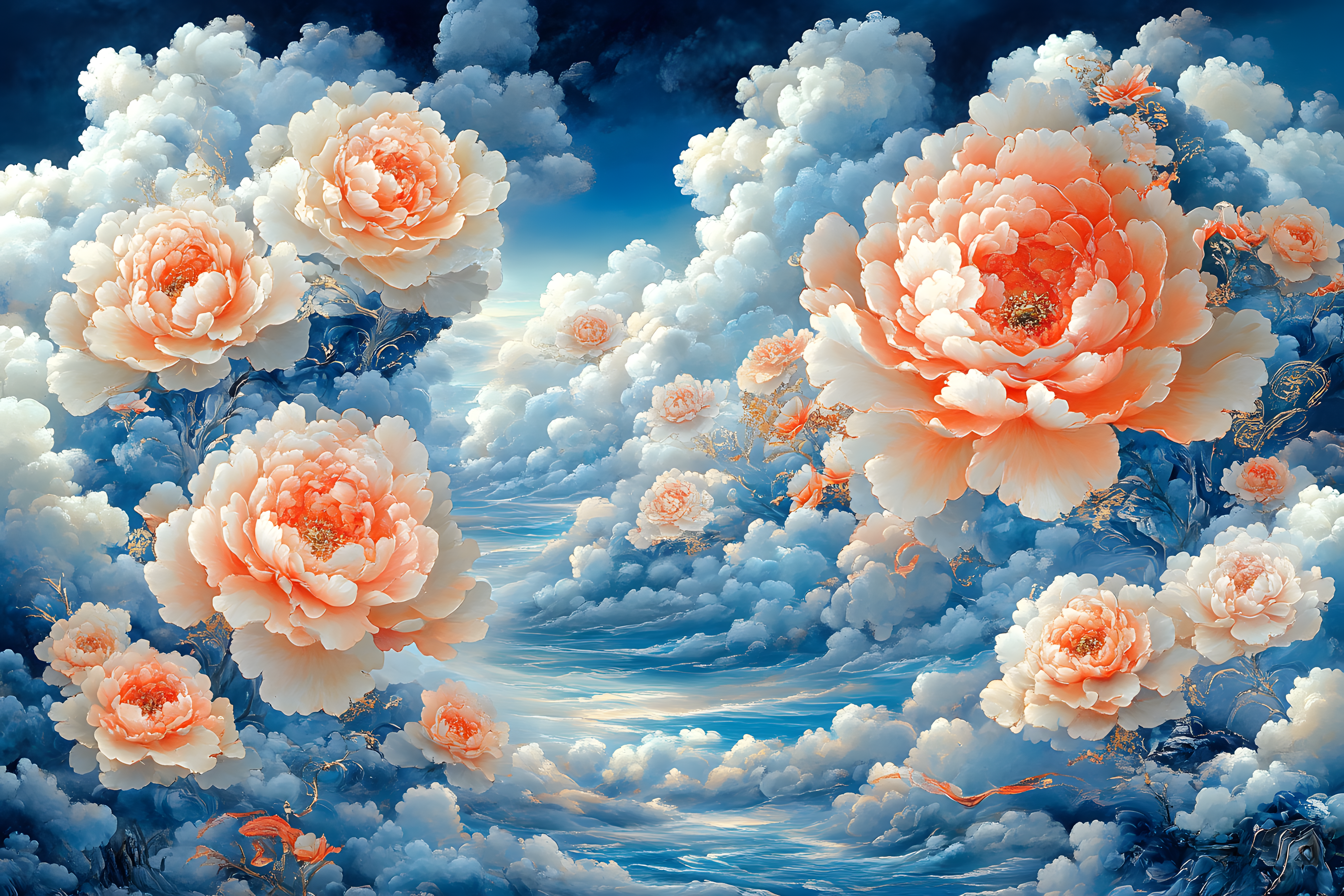 Dreamy Peonies in Cloudscape