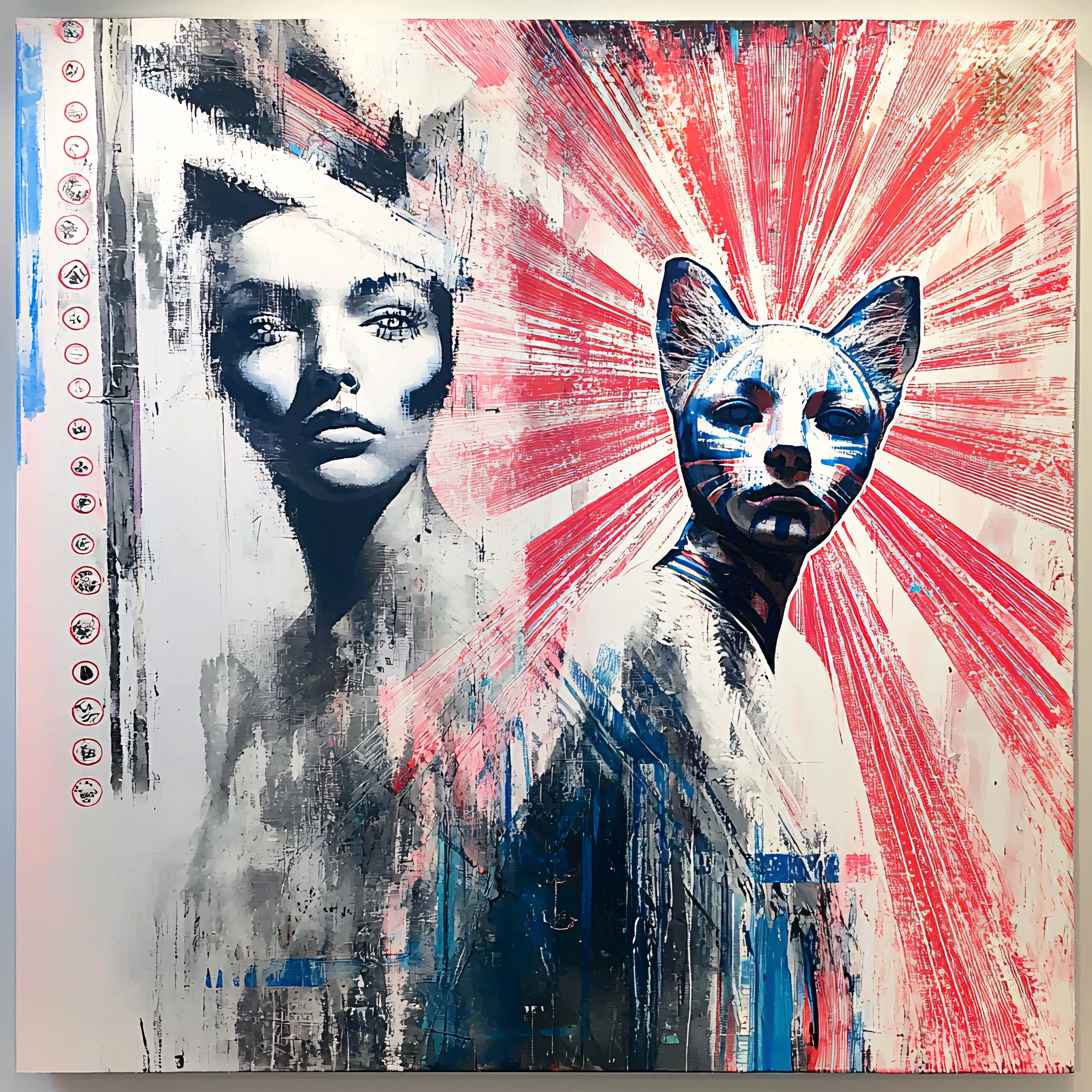 Dual Portrait With Woman And Anthropomorphic Cat