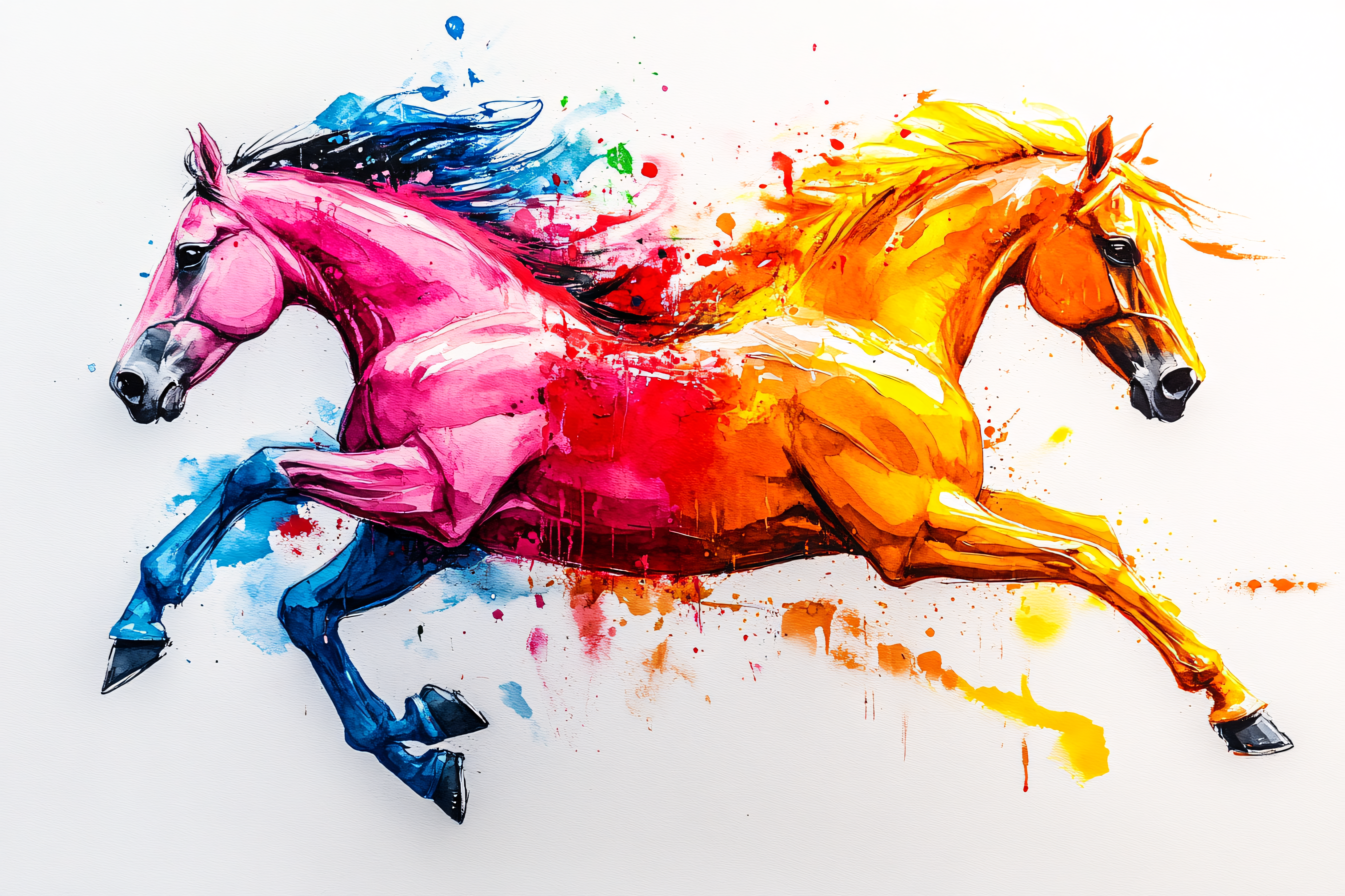 Dual Toned Galloping Horses