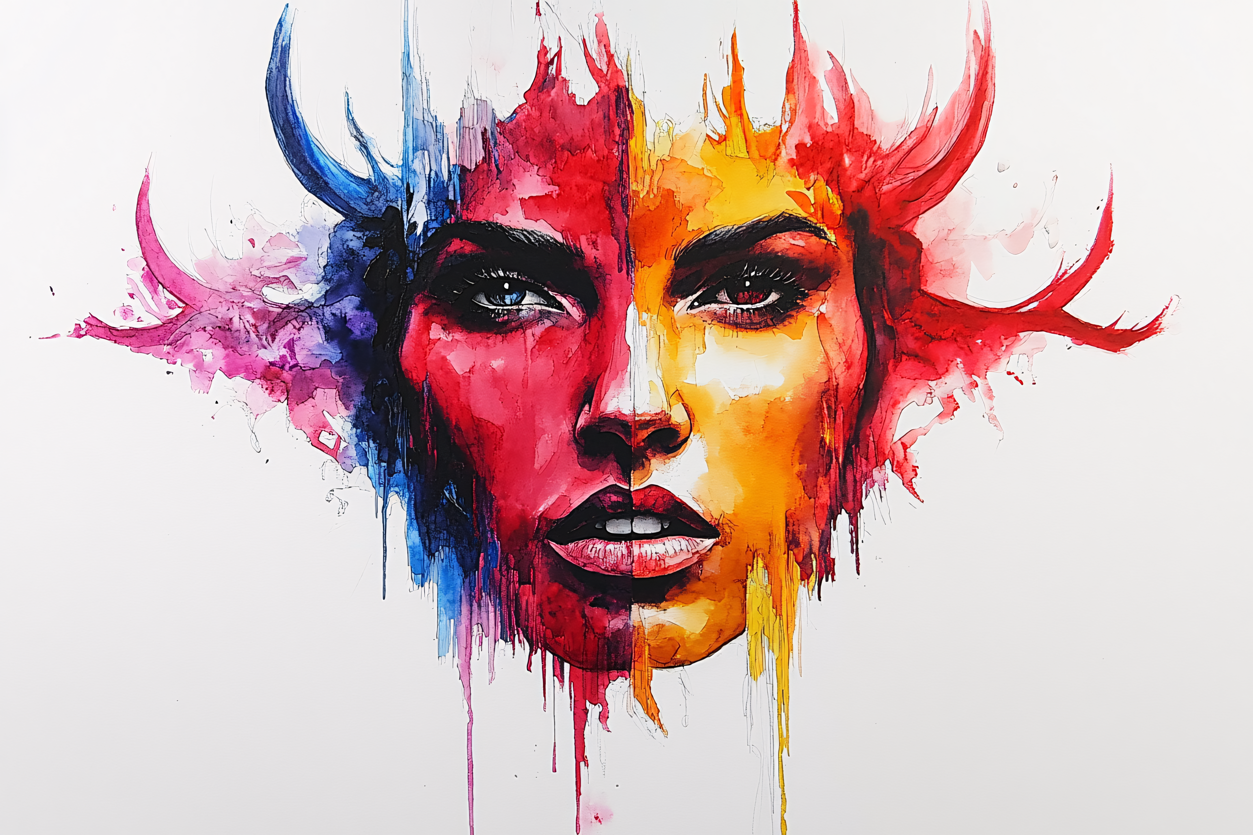Dual-Toned Horned Woman