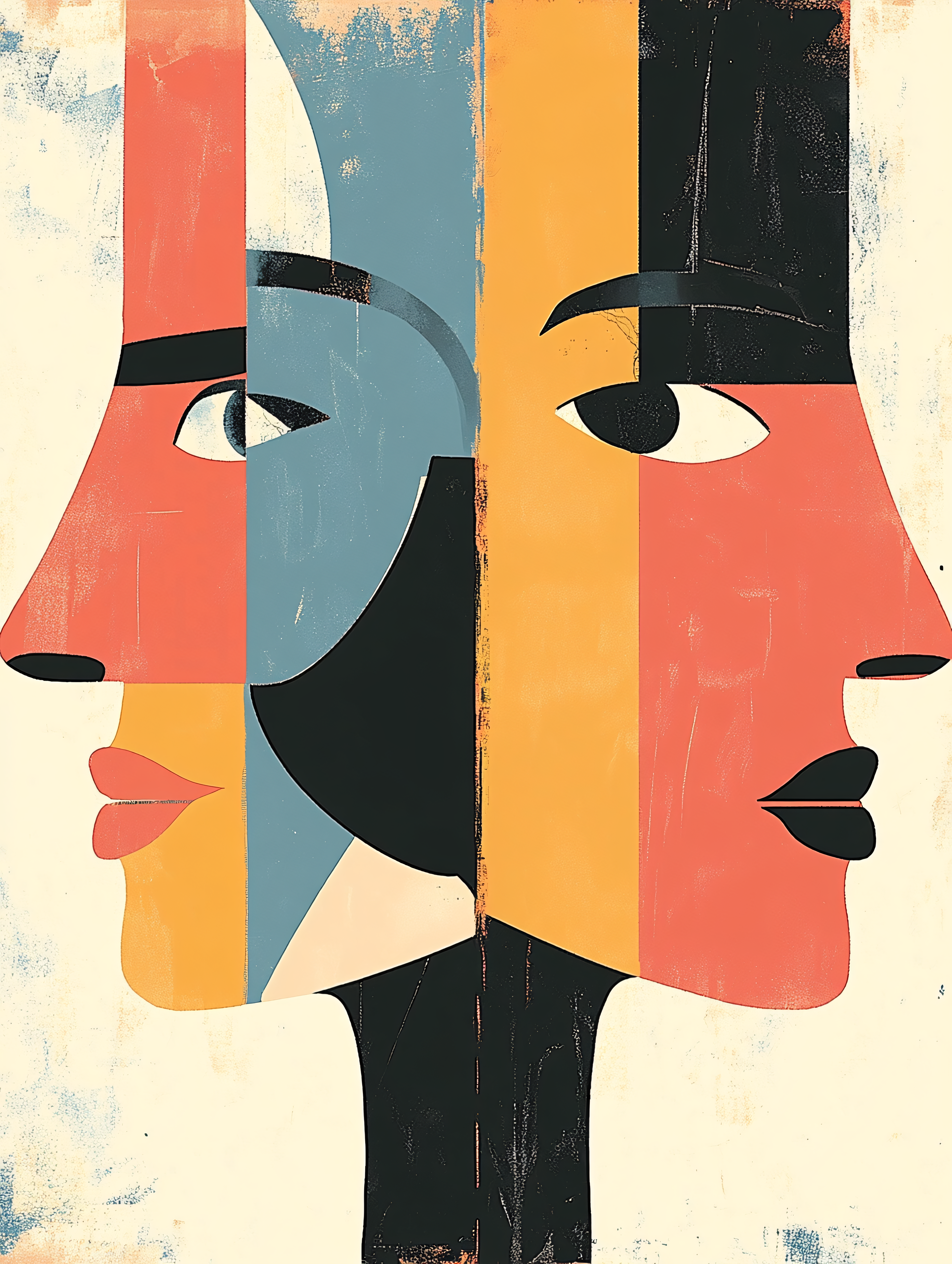Duality of Faces in Abstract Art