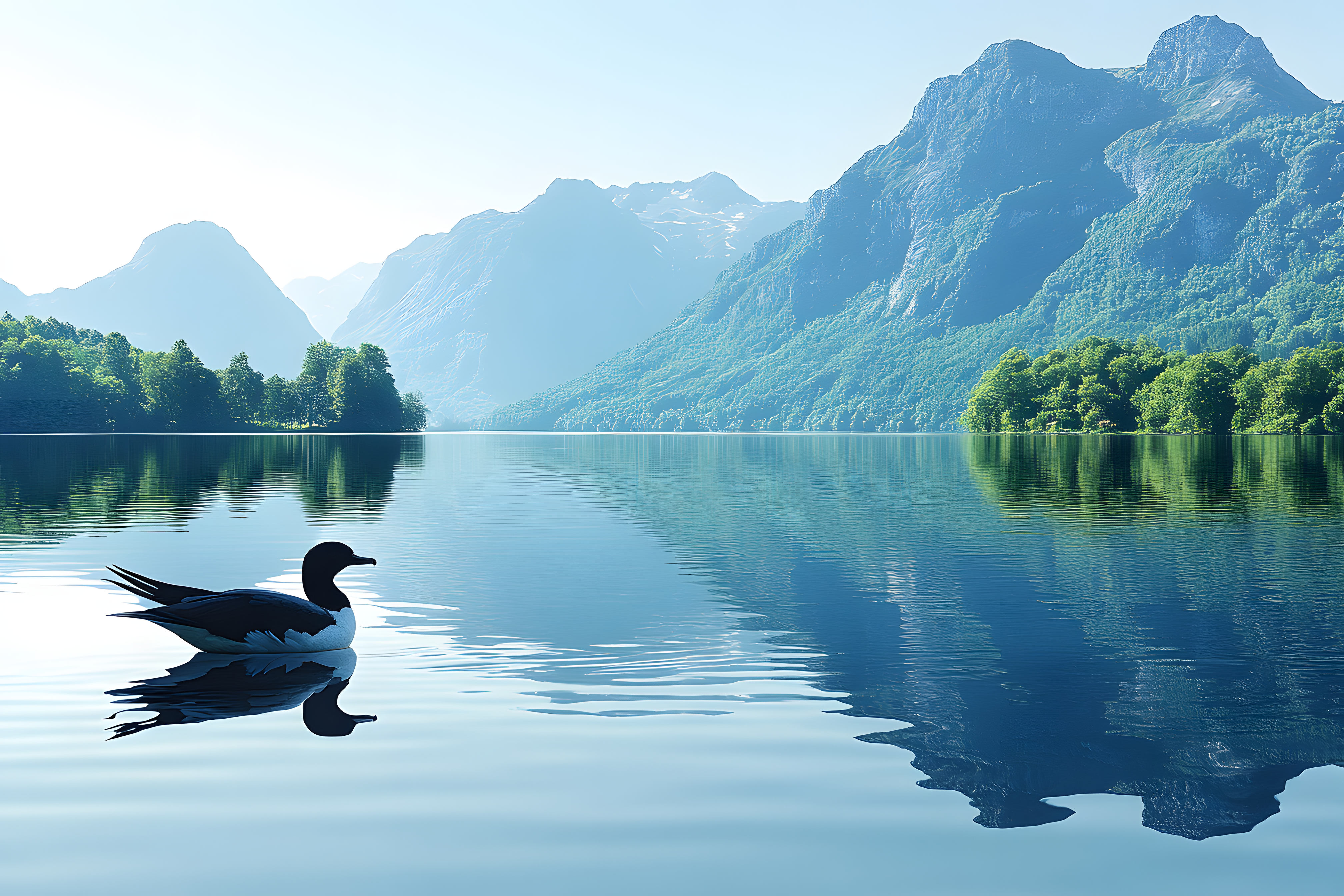 Duck On Serene Lake