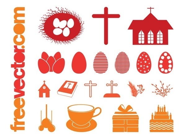 Easter Silhouettes Set Free Vector