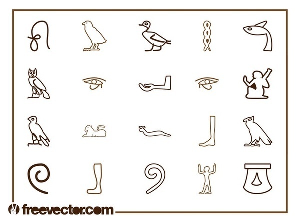 Egyptian Symbols Set Free Vector