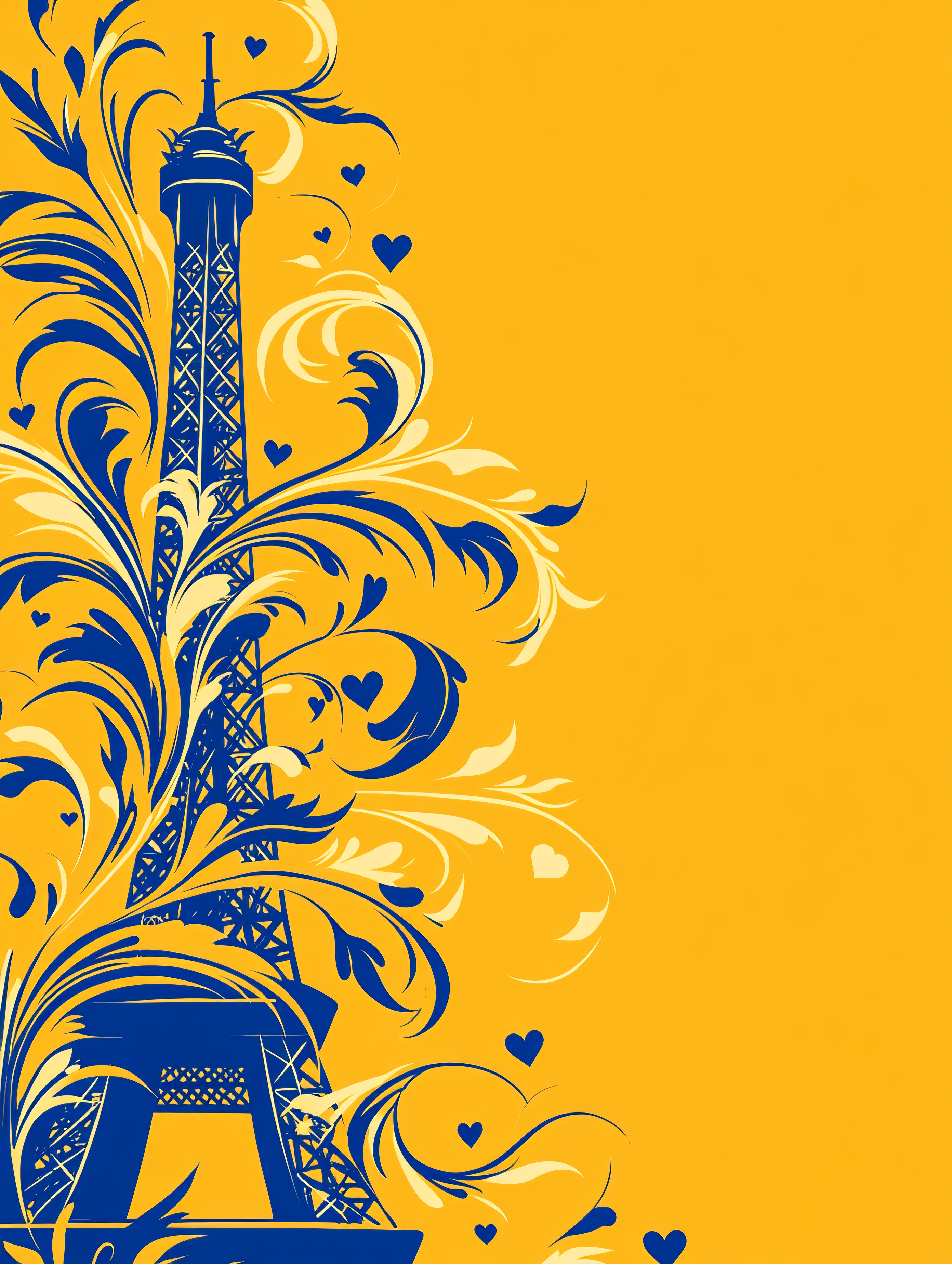 Eiffel Tower Floral Ornament Vector