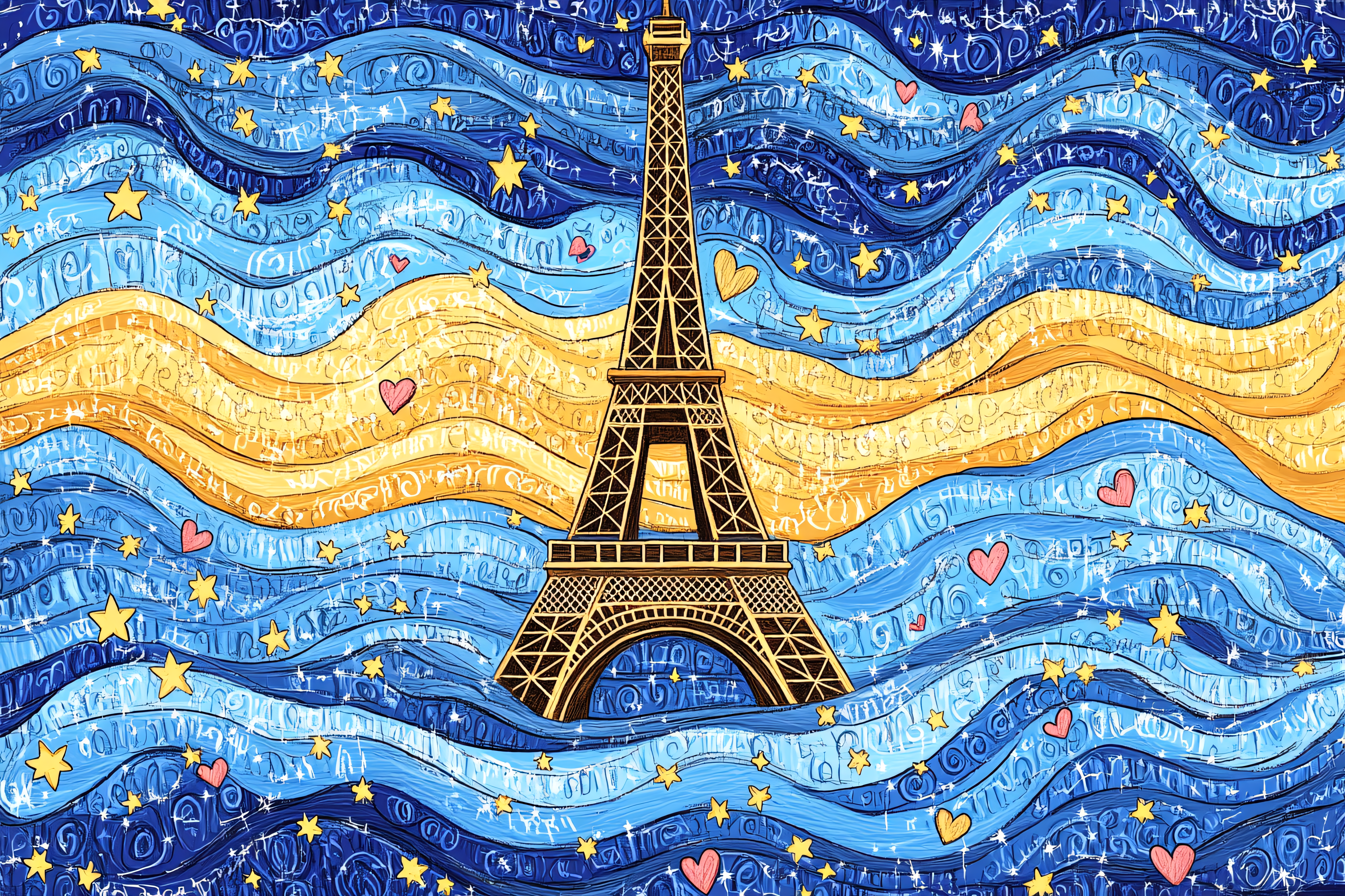 Eiffel Tower Starry Night