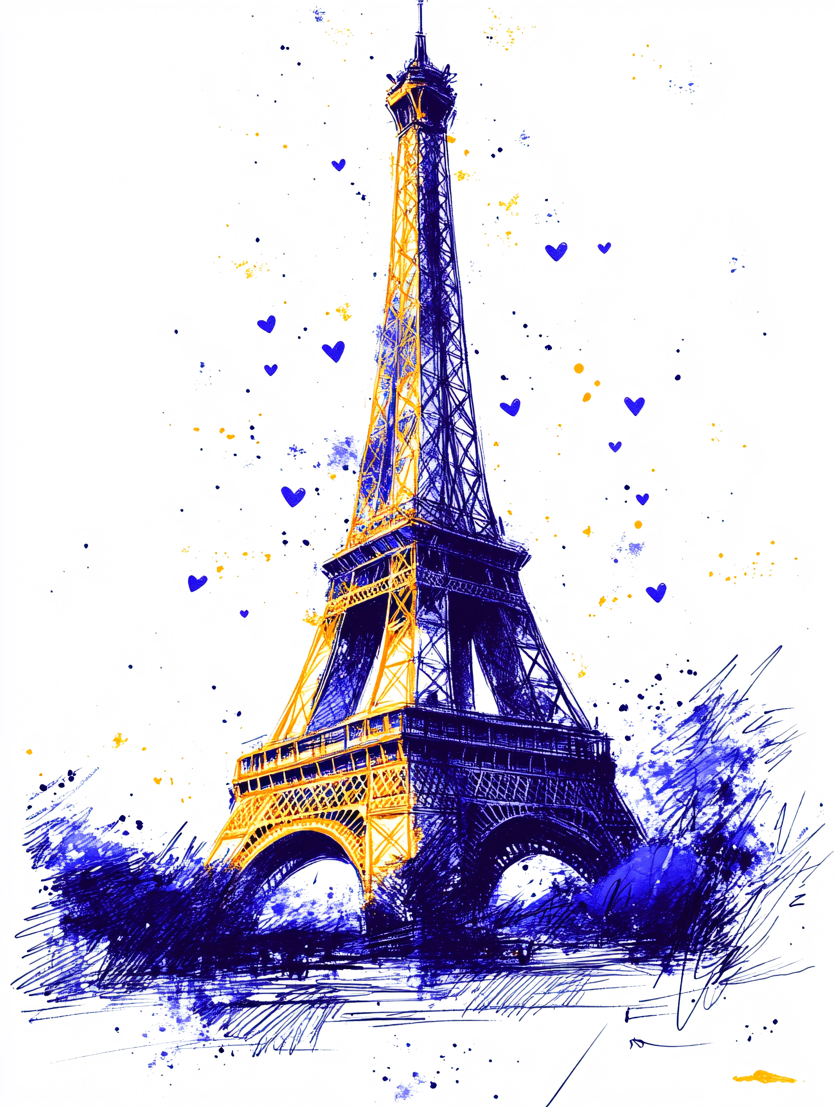 Eiffel Tower Watercolor Illustration