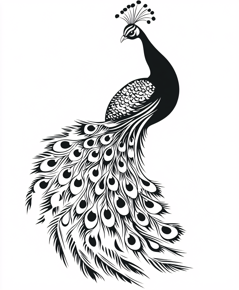 Elegant Black Peacock Design