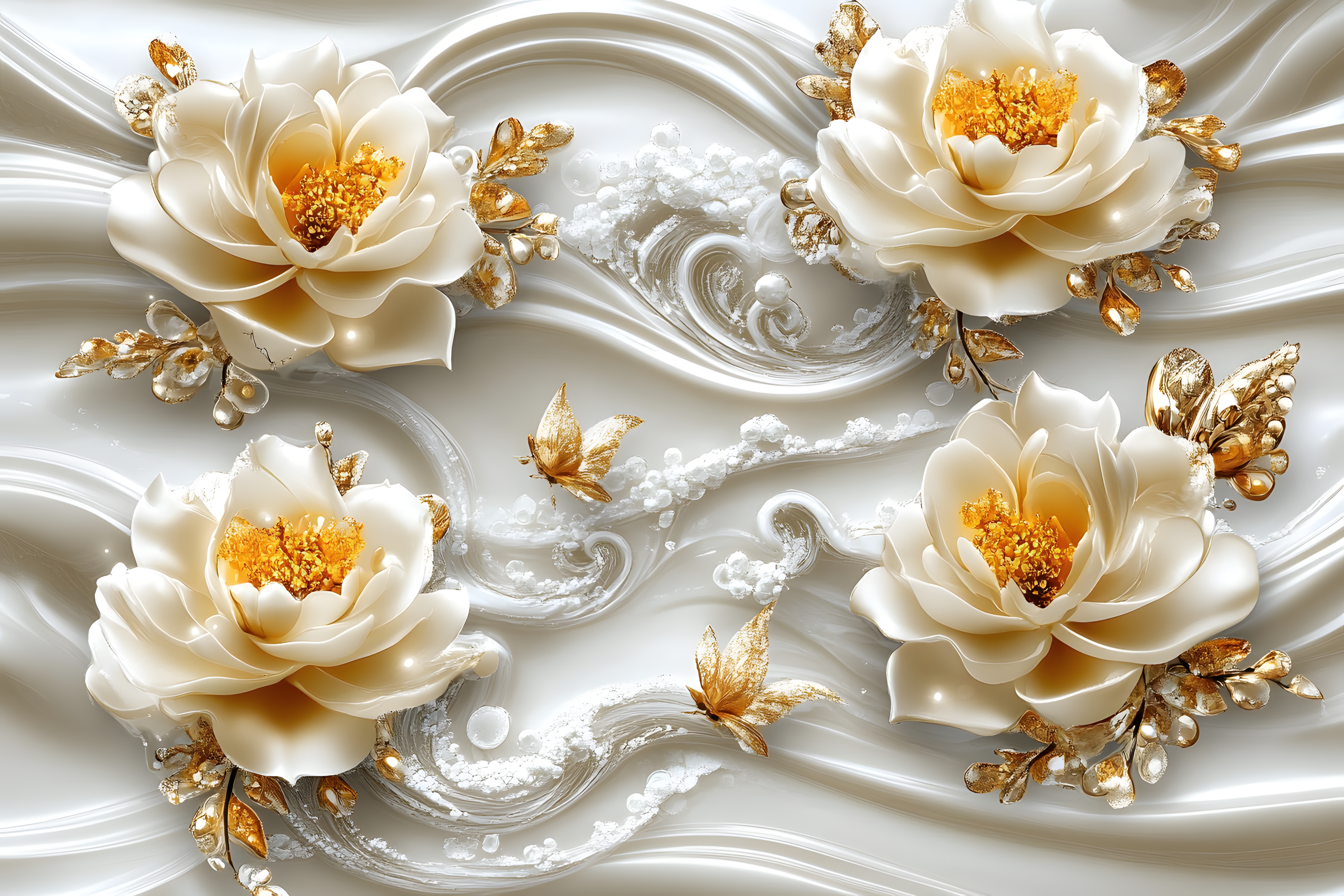 Elegant Cream Roses With Golden Accents