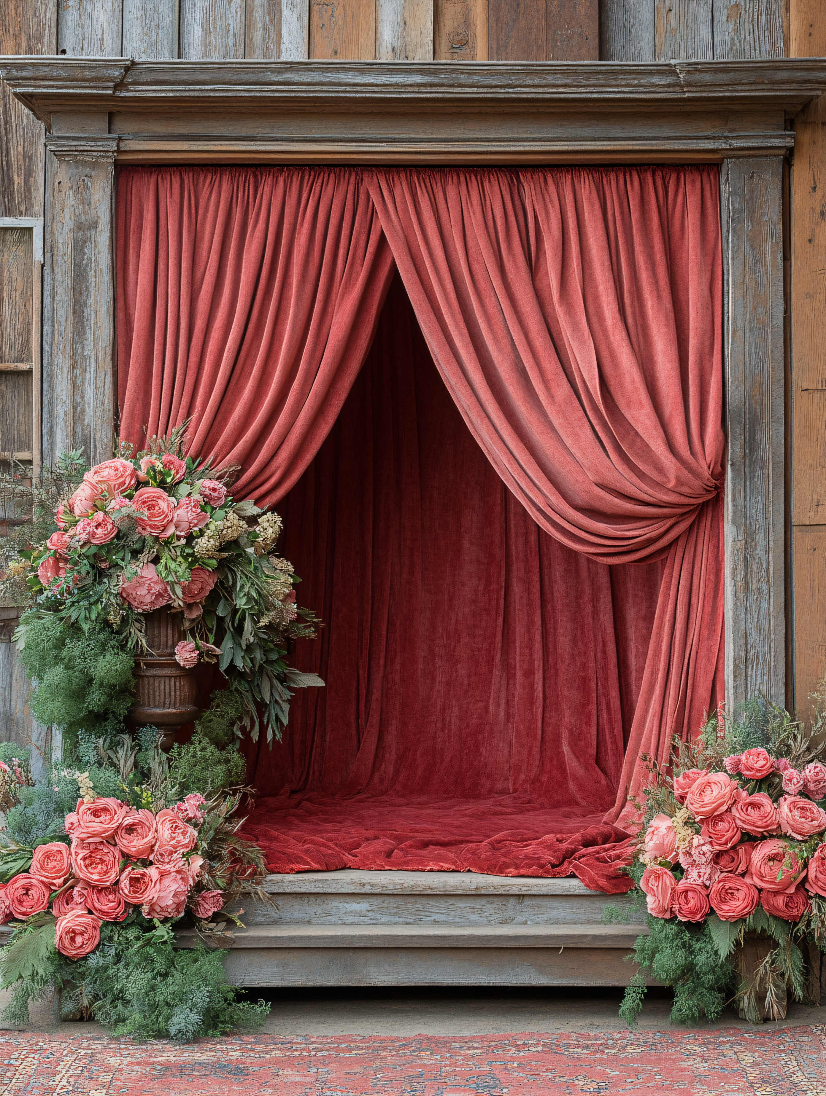 Elegant Floral Curtain Doorway