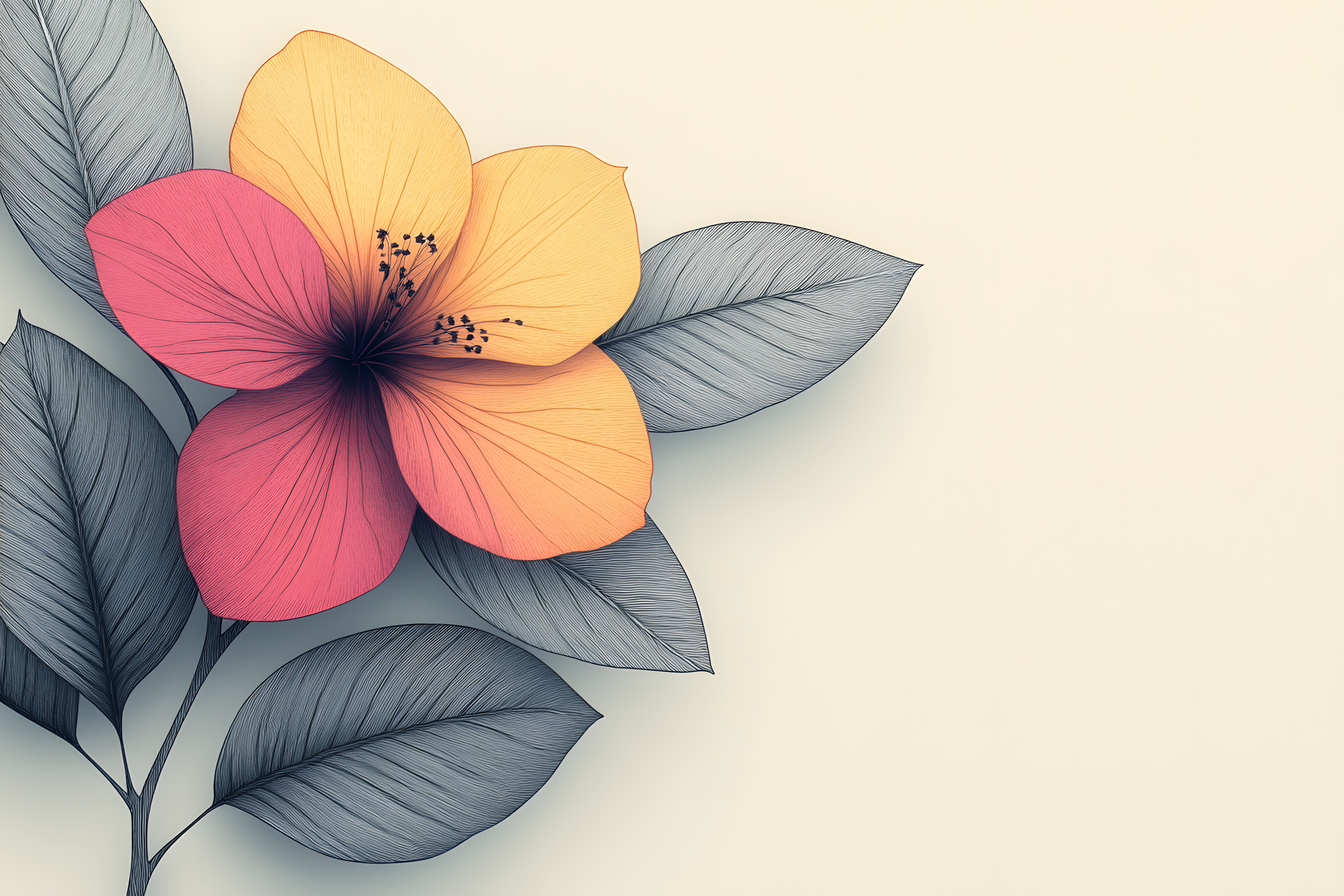 Elegant Floral Line Art