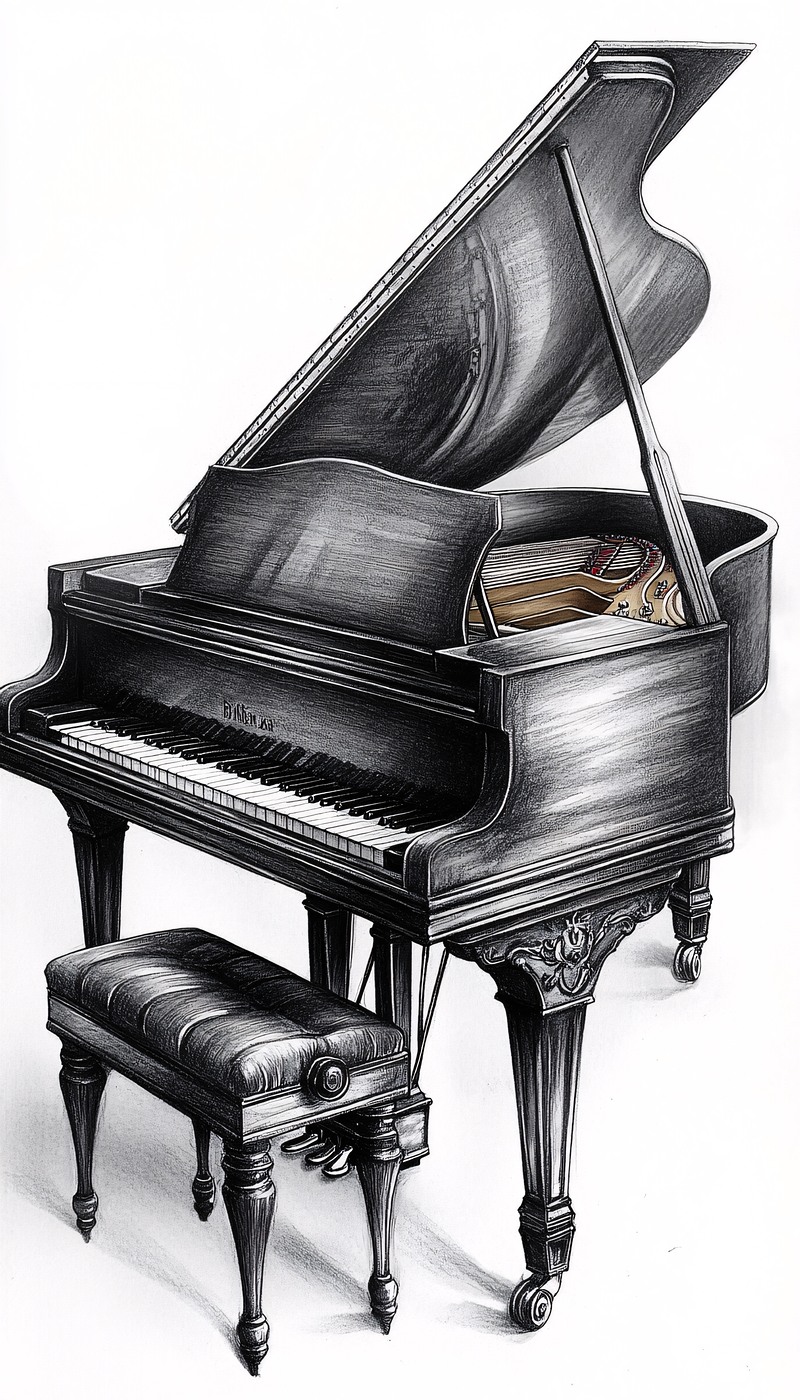 Elegant Grand Piano Sketch
