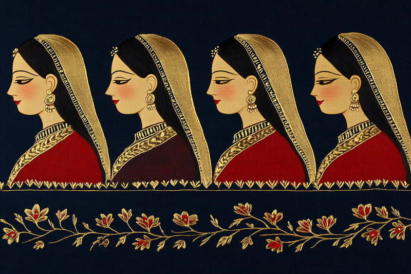 Elegant Indian Women in Traditional Attire Illustration