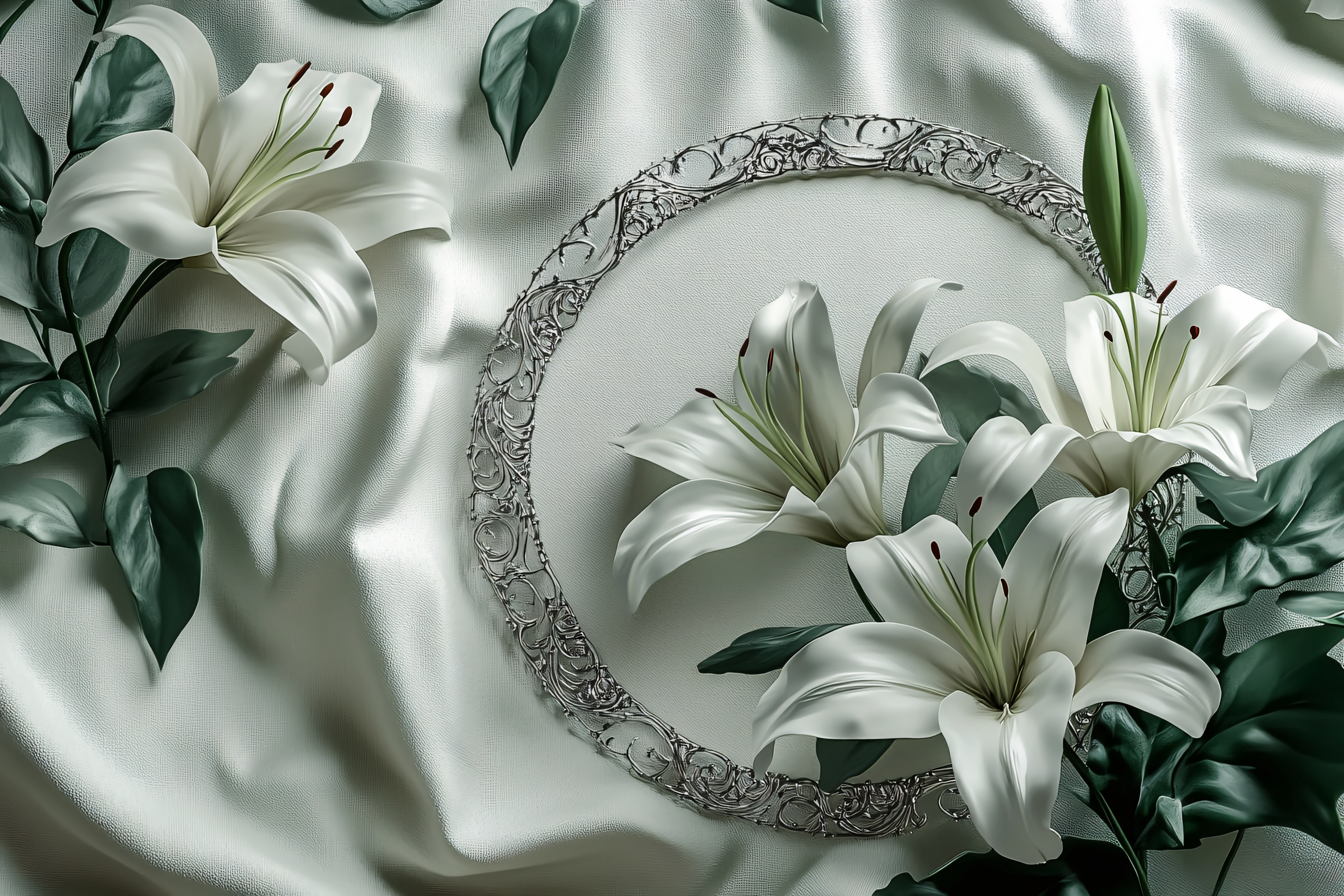 Elegant Lily Arrangement with Ornate Frame