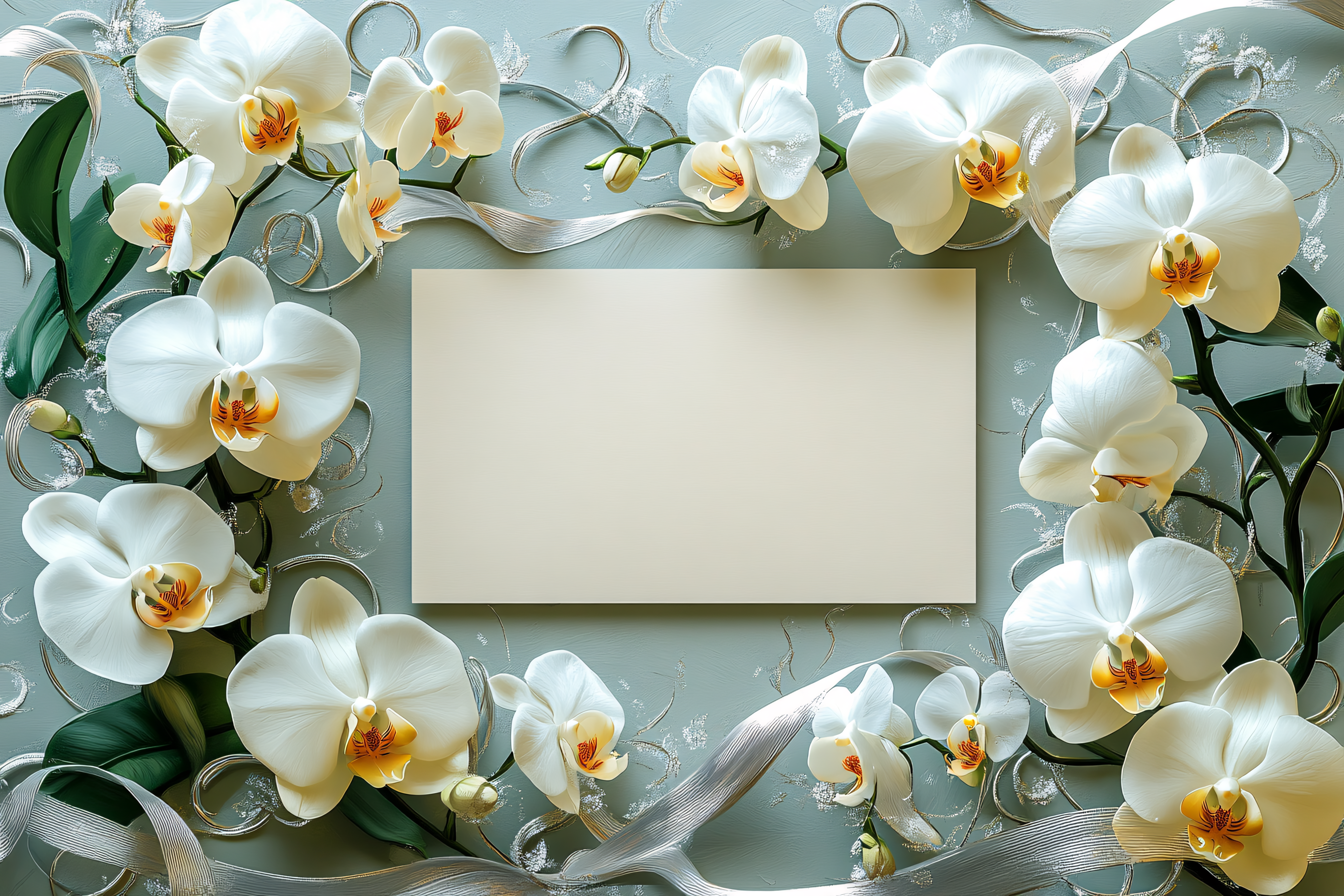 Elegant Orchid and Silver Floral Frame