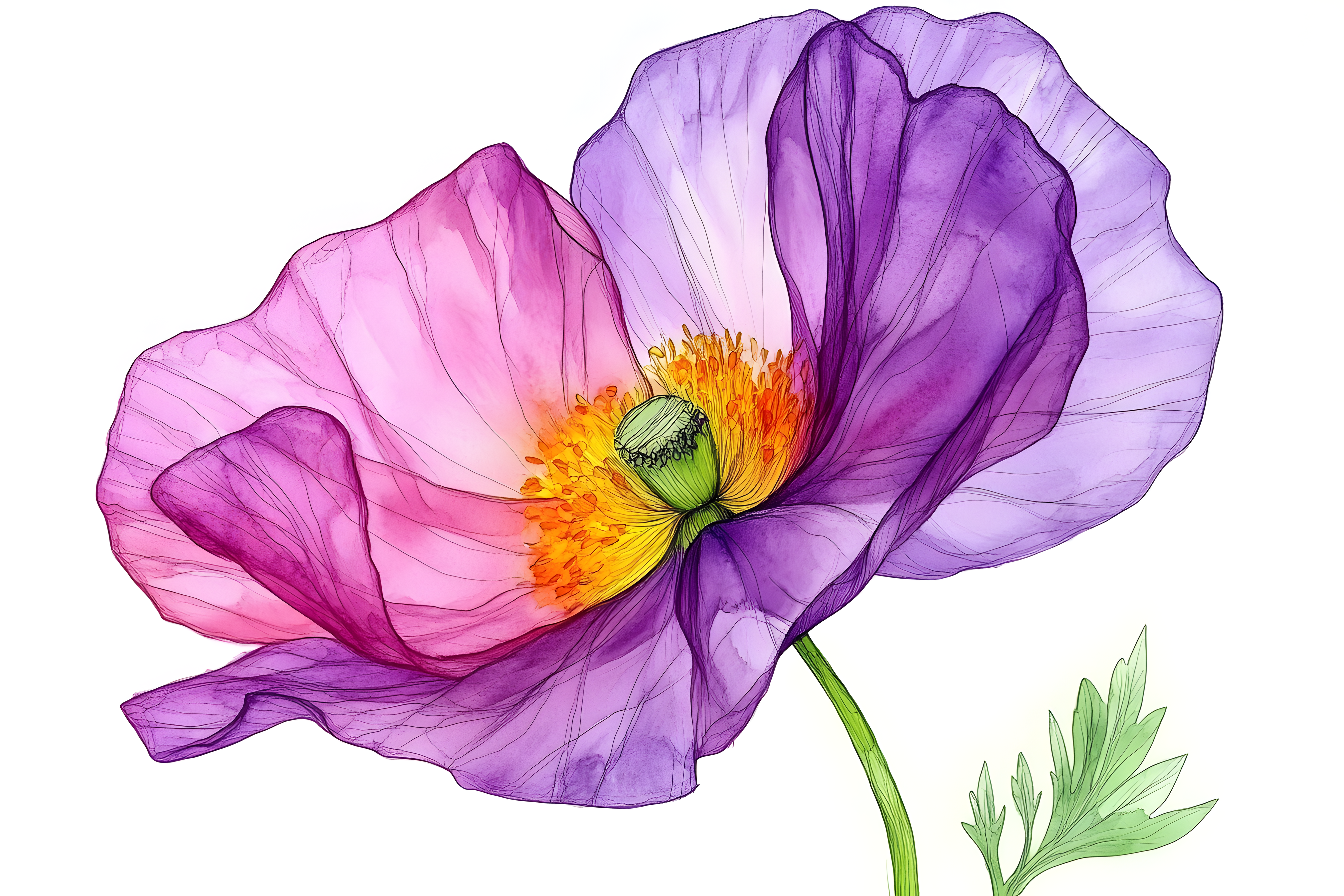 Elegant Poppy Flower Watercolor