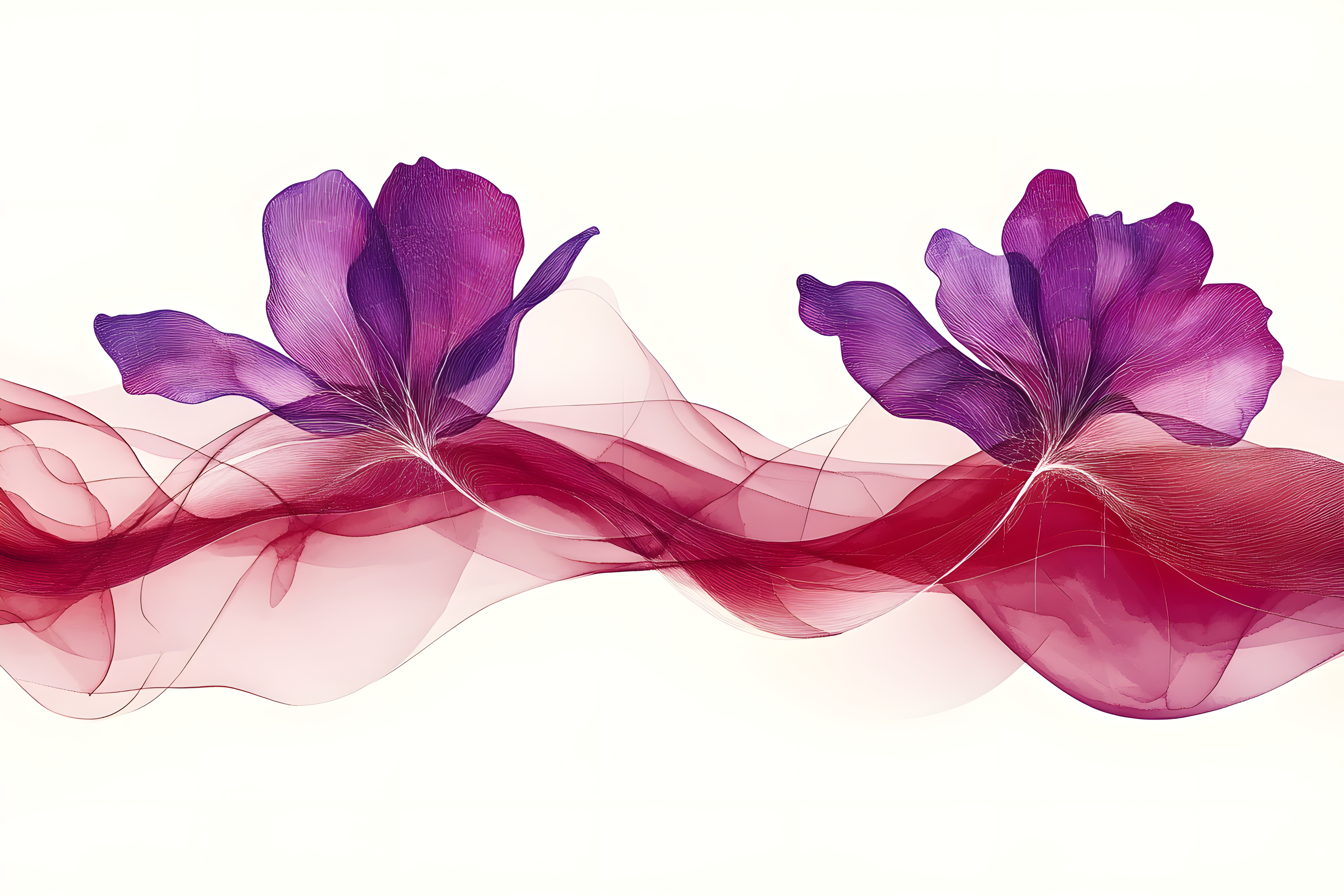 Elegant Purple Flowers with Red Waves