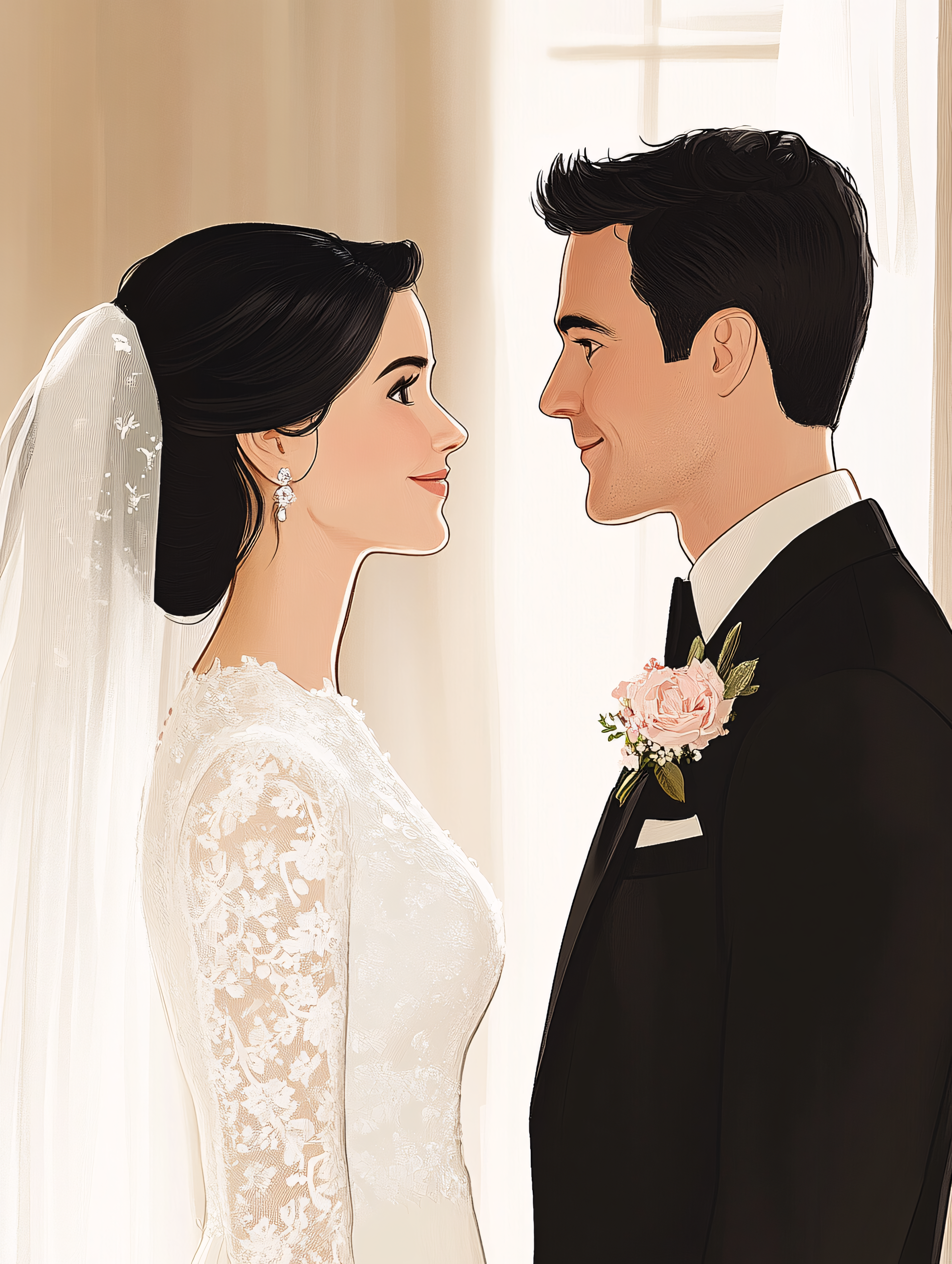 Elegant Wedding Day Couple