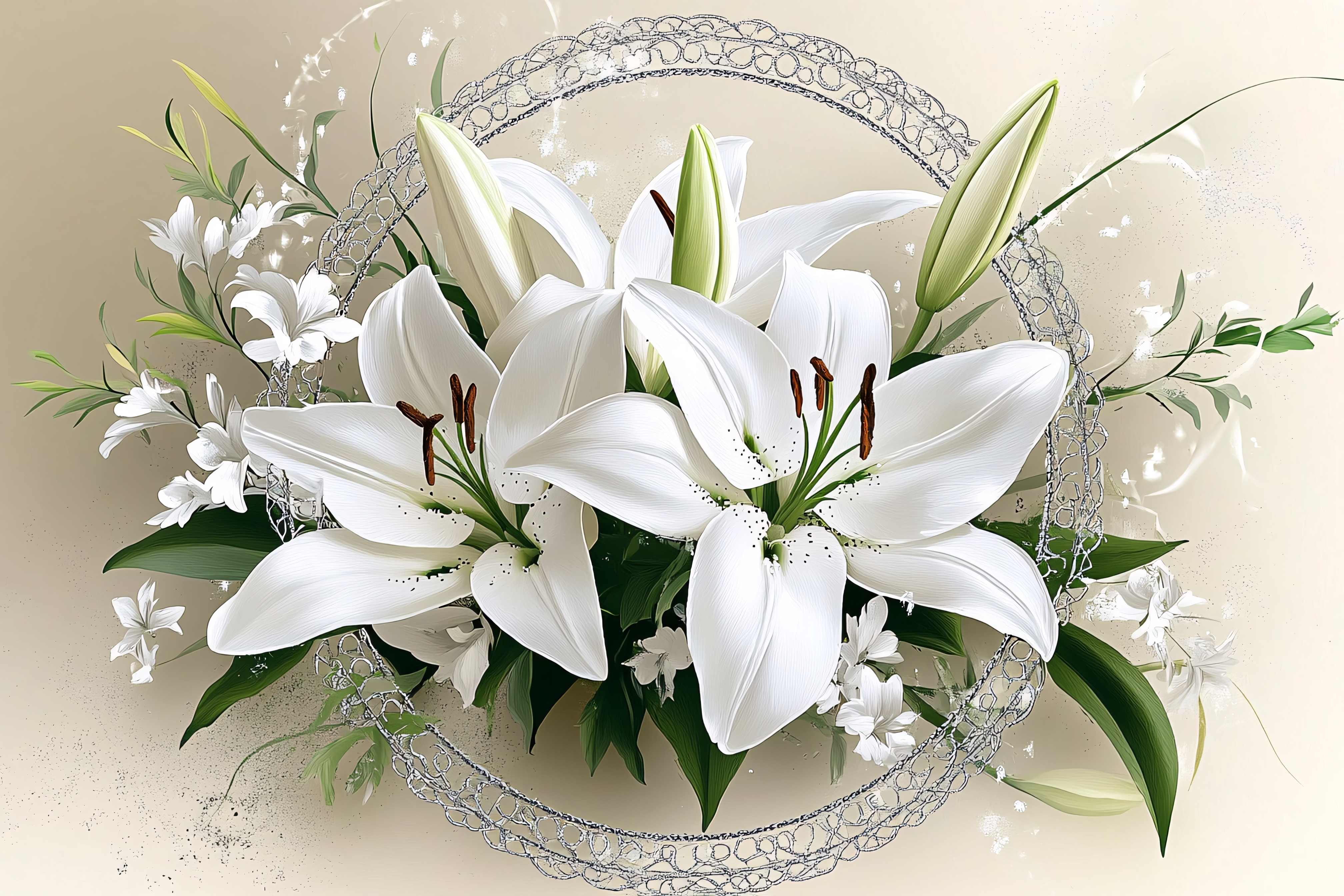 Elegant White Lilies Floral Arrangement