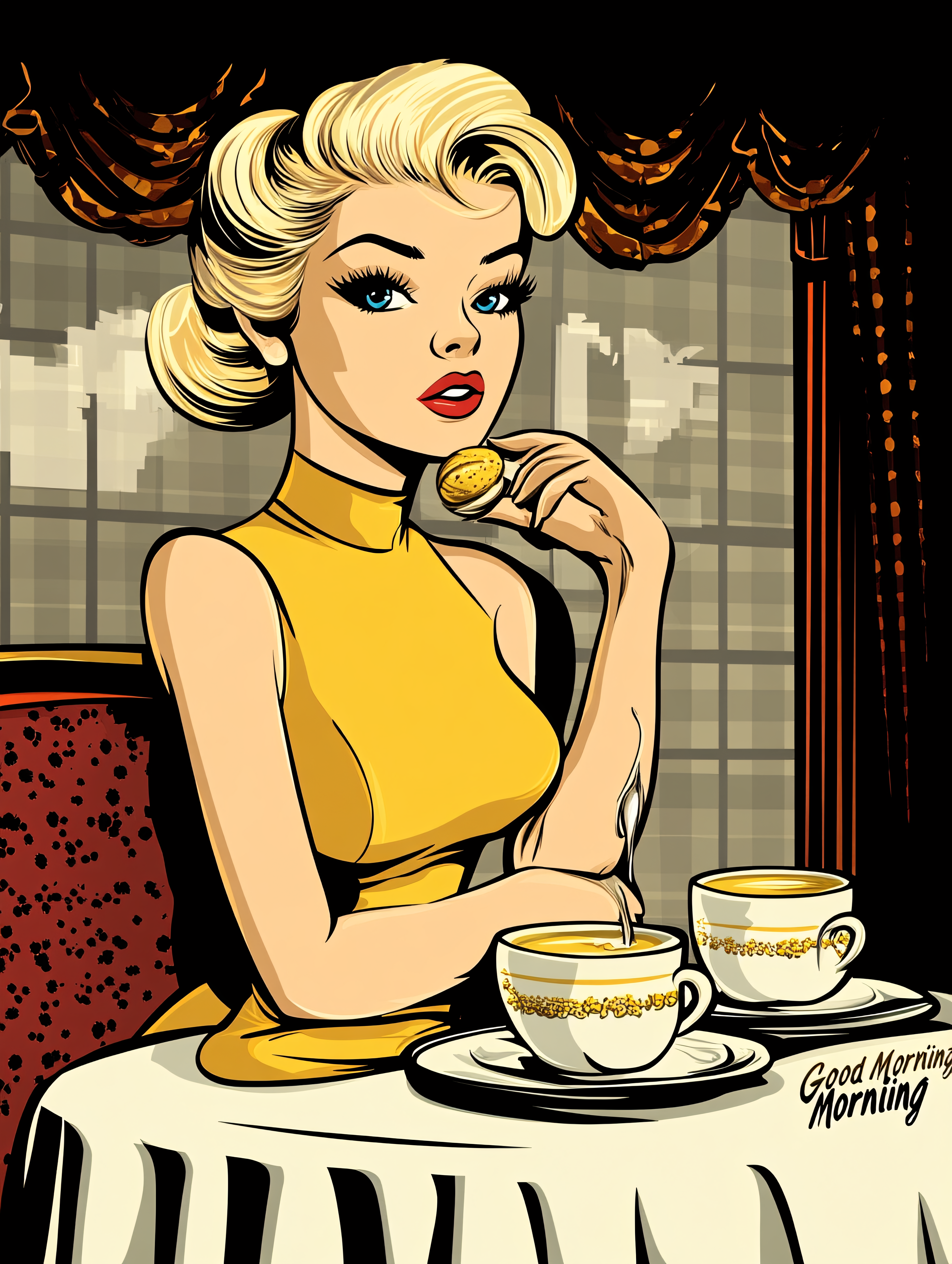 Elegant Woman Enjoying Morning Coffee