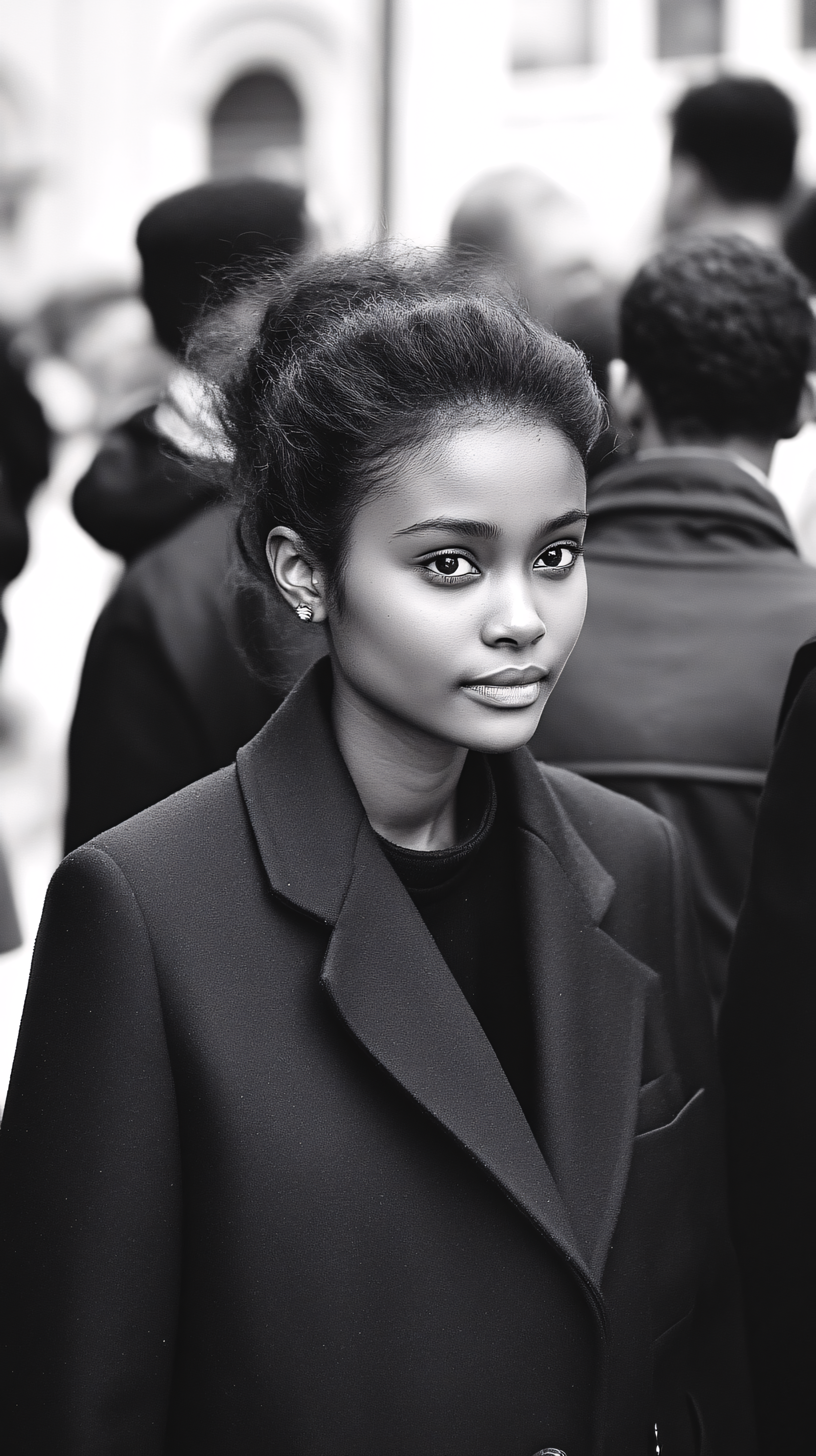 Elegant Woman In Black Coat