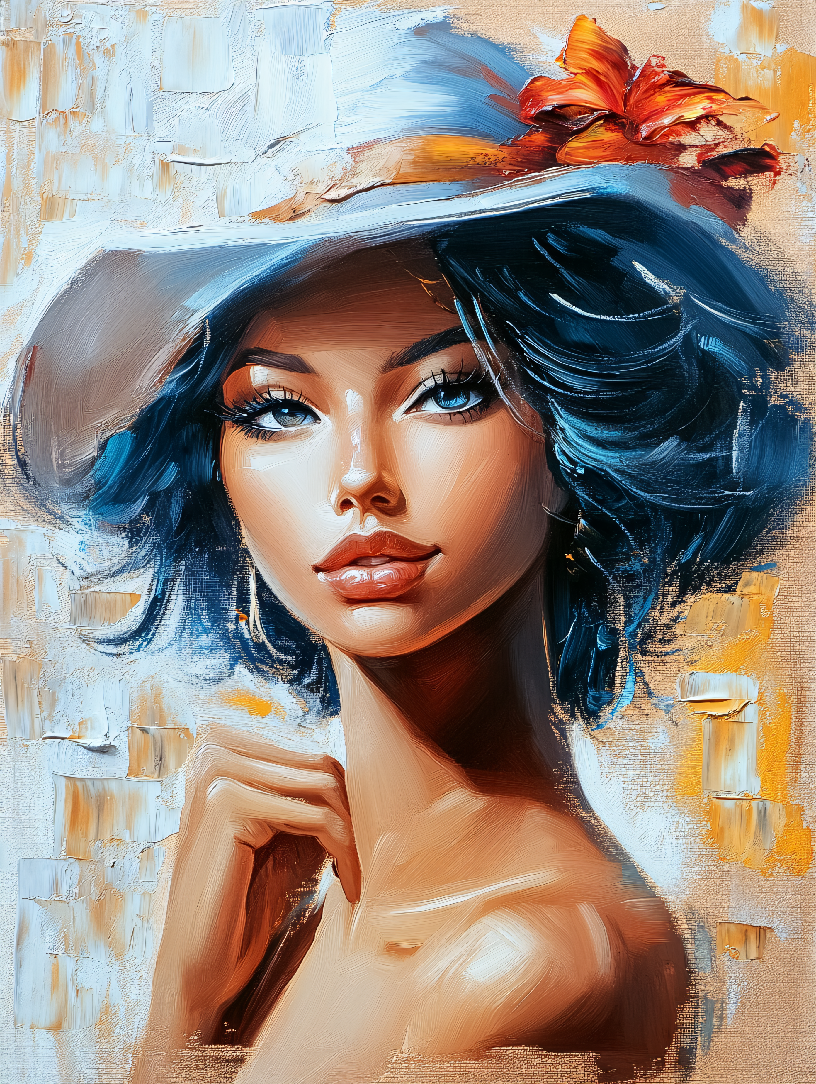 Elegant Woman In Hat Painting