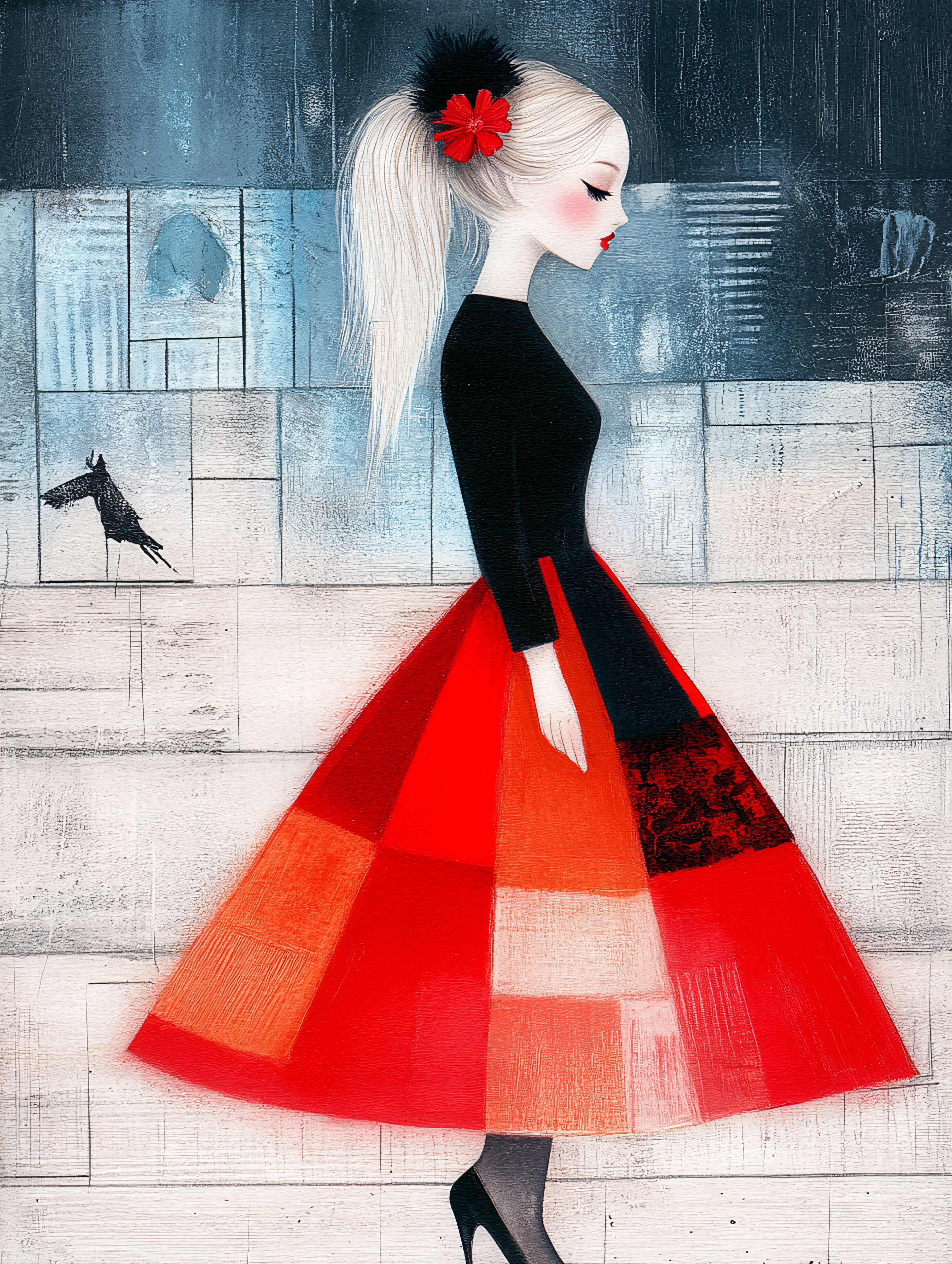 Elegant Woman In Red Dress