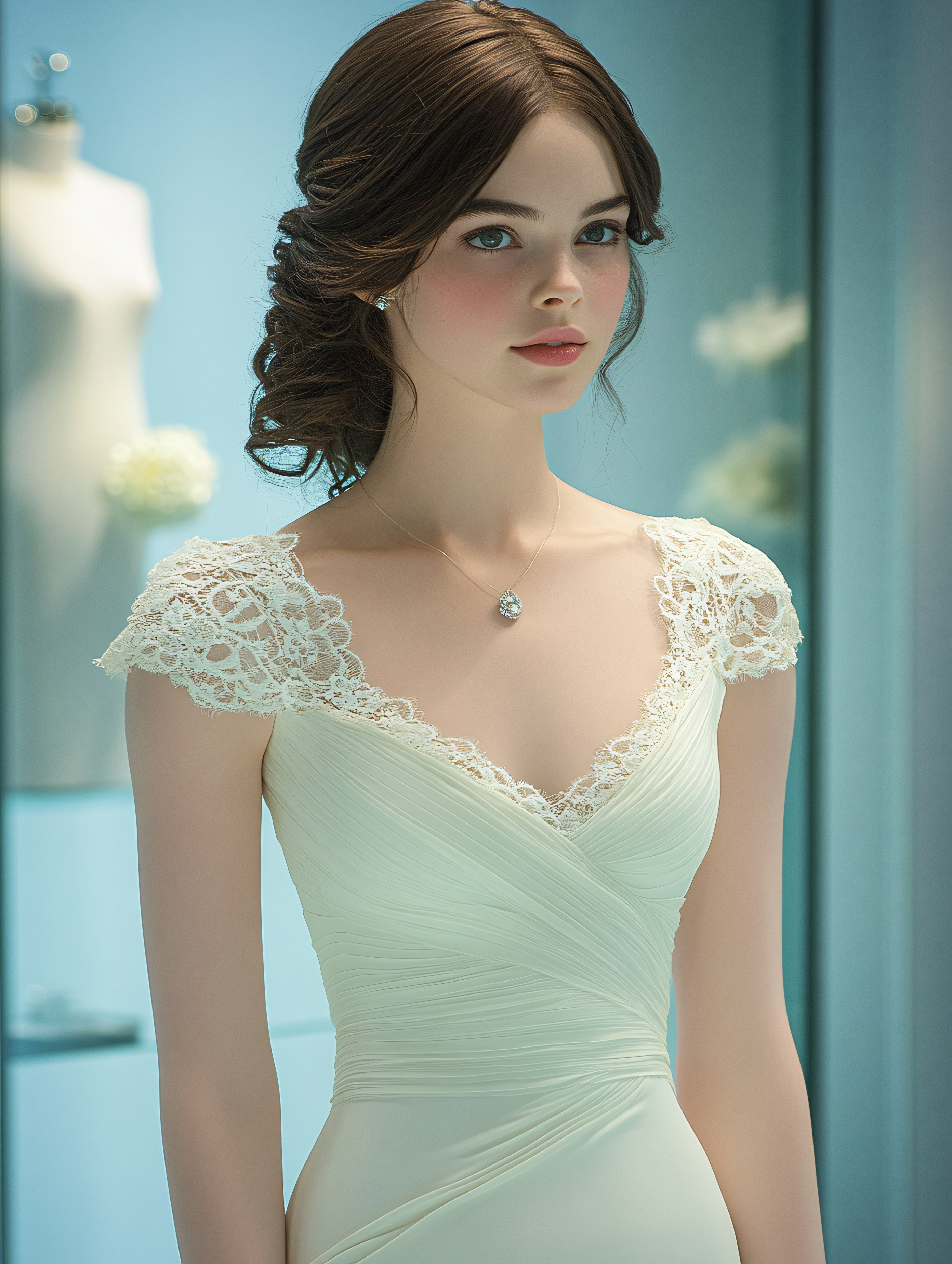 Elegant Woman in White Dress