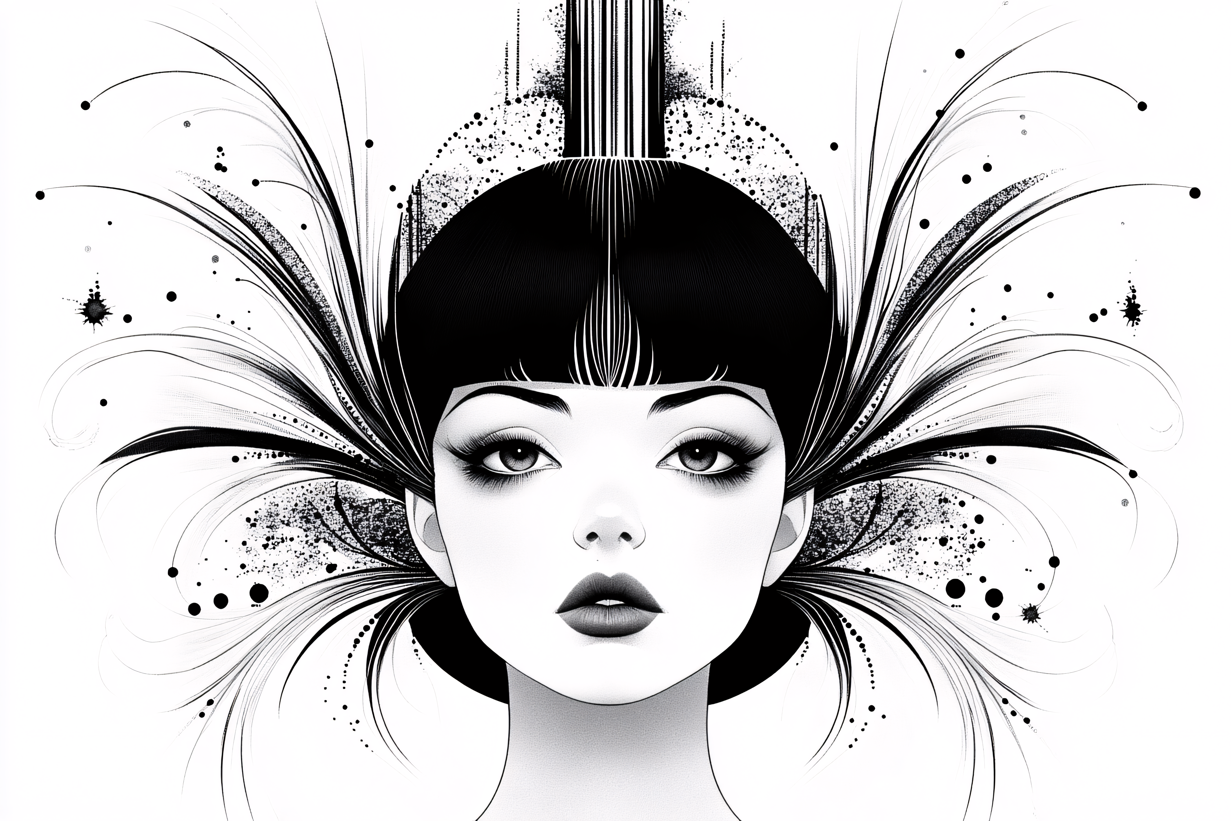 Elegant Woman with Abstract Flair