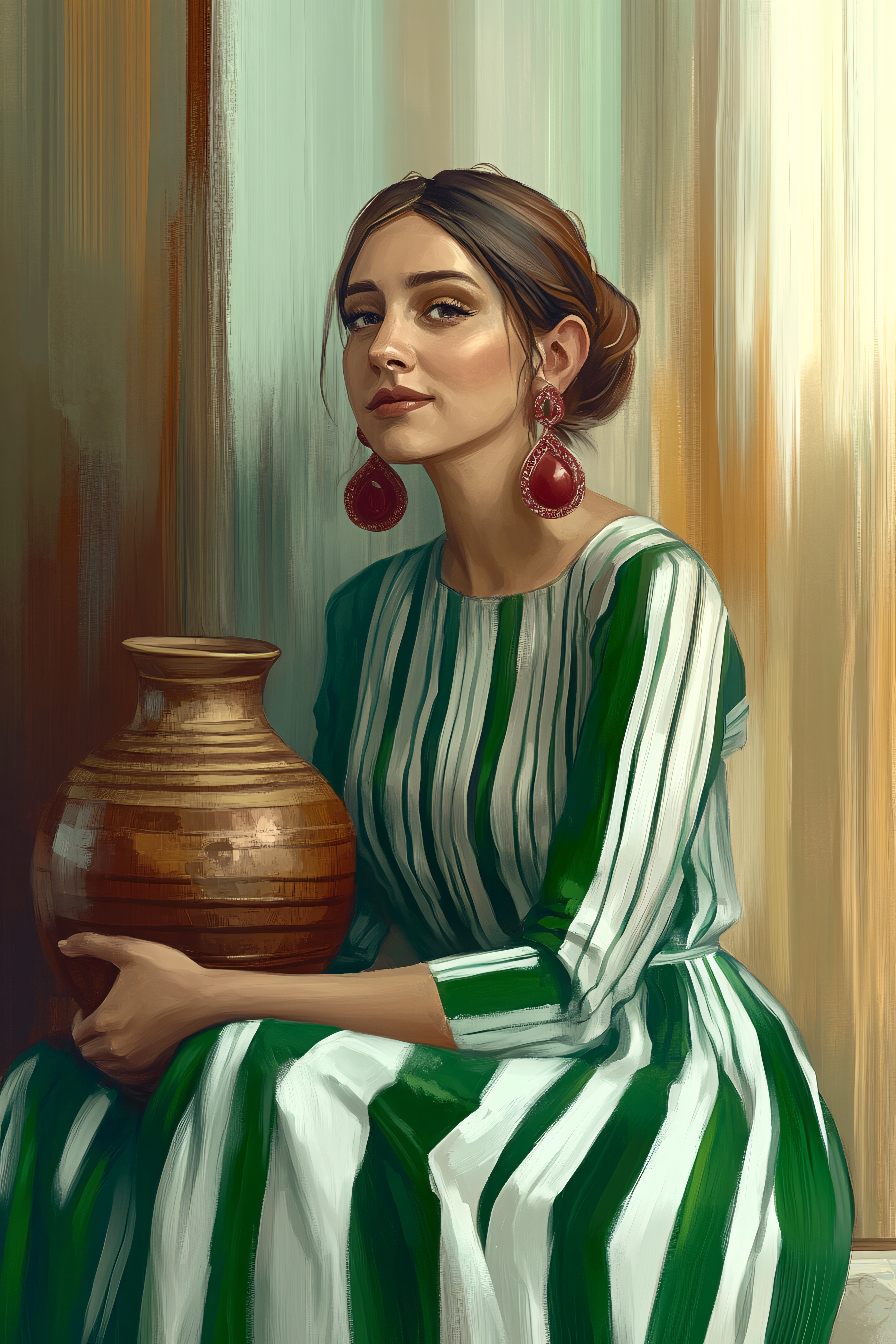 Elegant Woman with Earthenware Pot