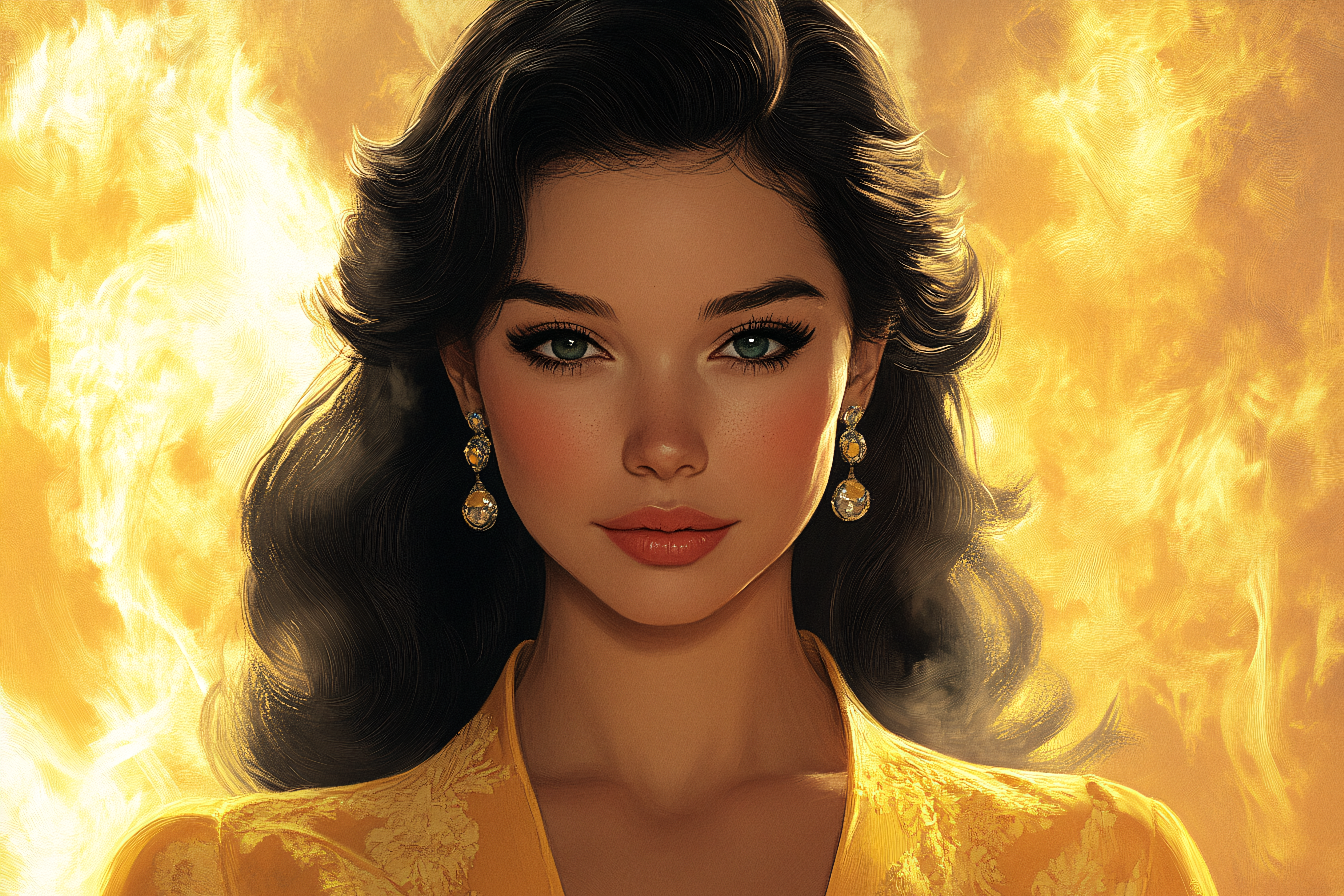 Elegant Woman with Golden Earrings