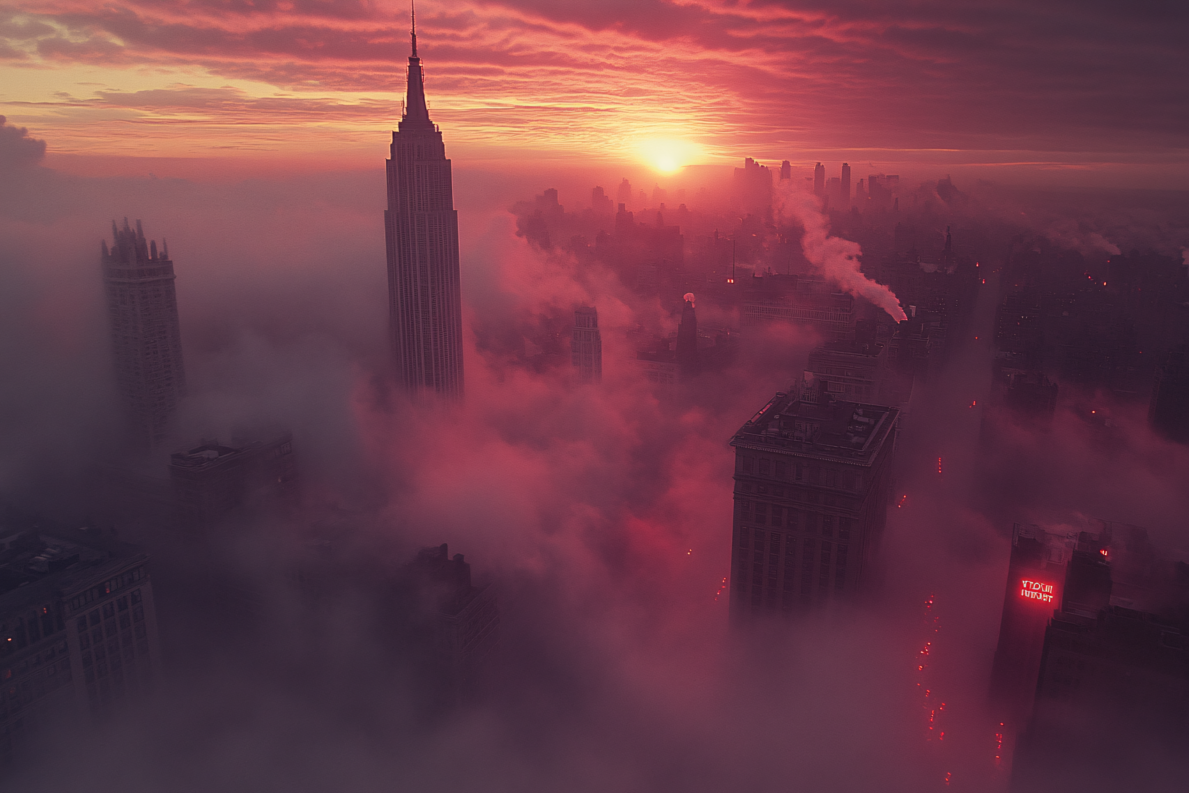 Empire State Building Amidst Morning Fog