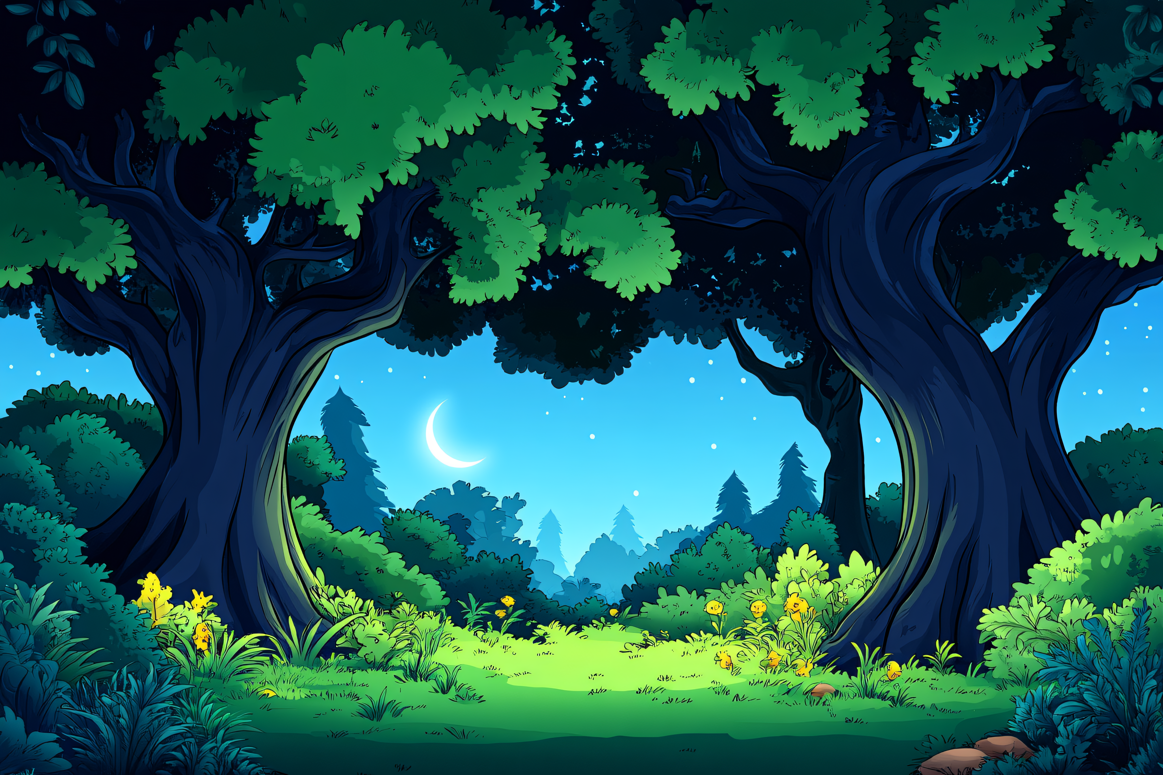 Enchanted Forest Night Scene