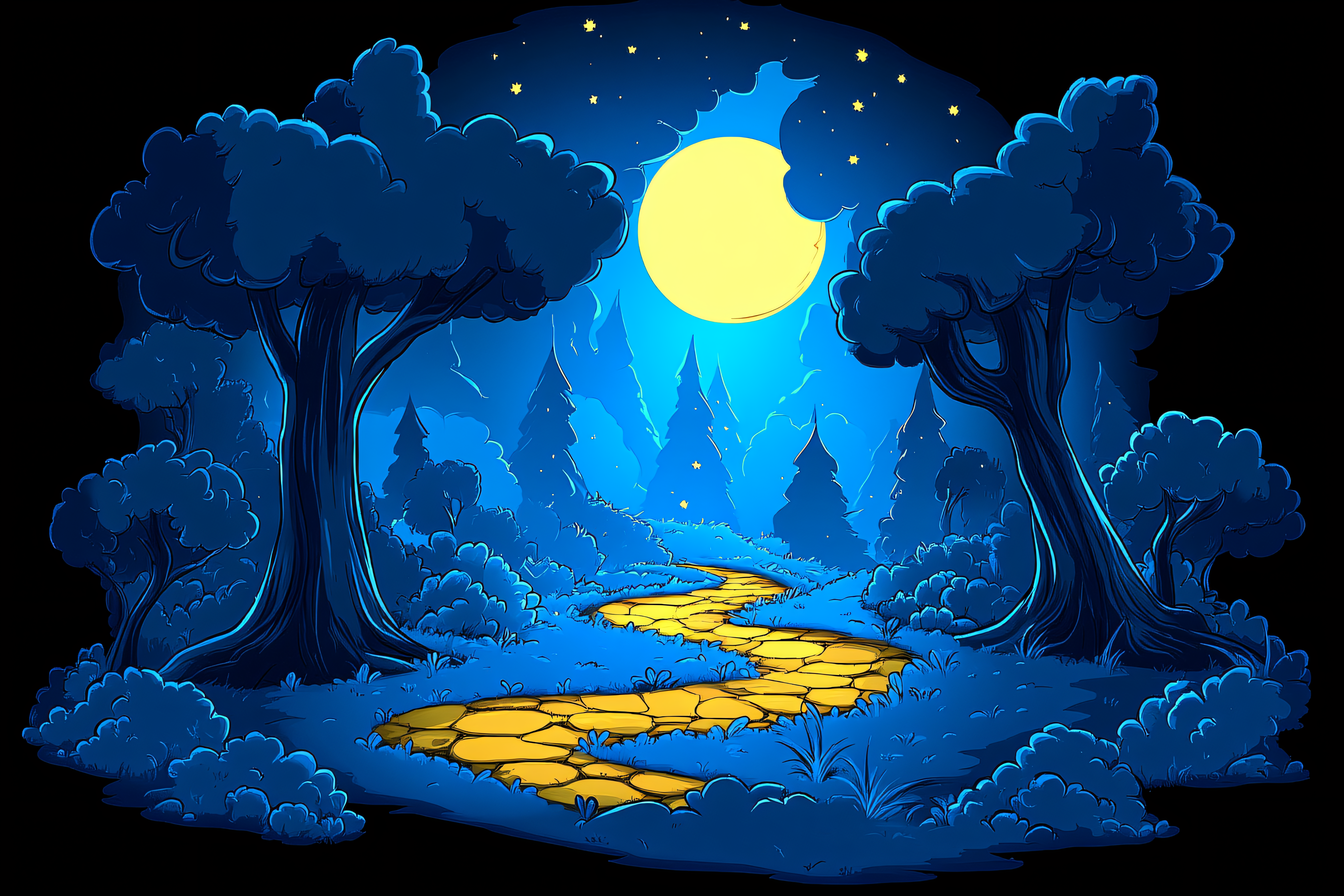 Enchanted Forest Path Under Moonlight