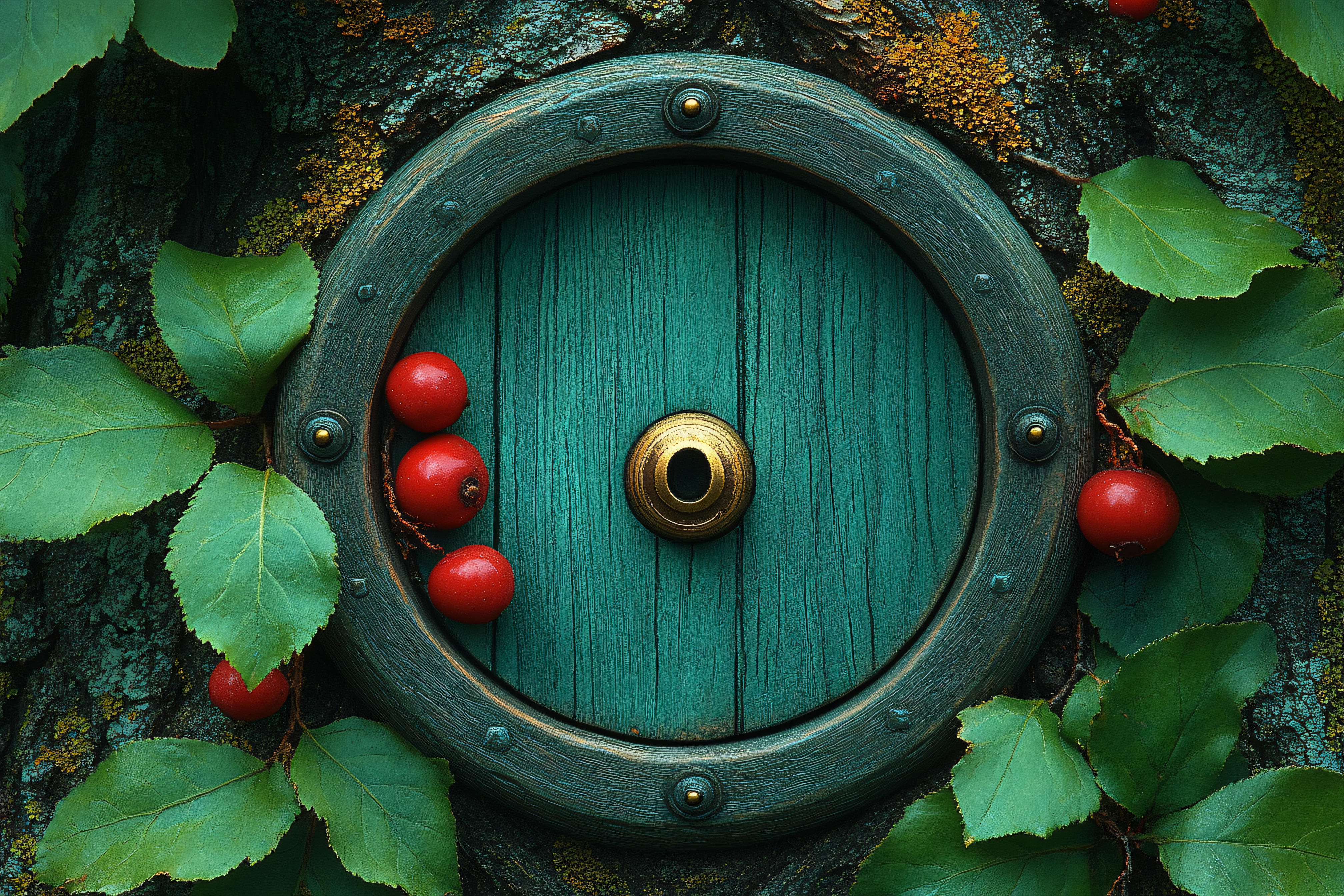 Enchanted Green Door In Tree
