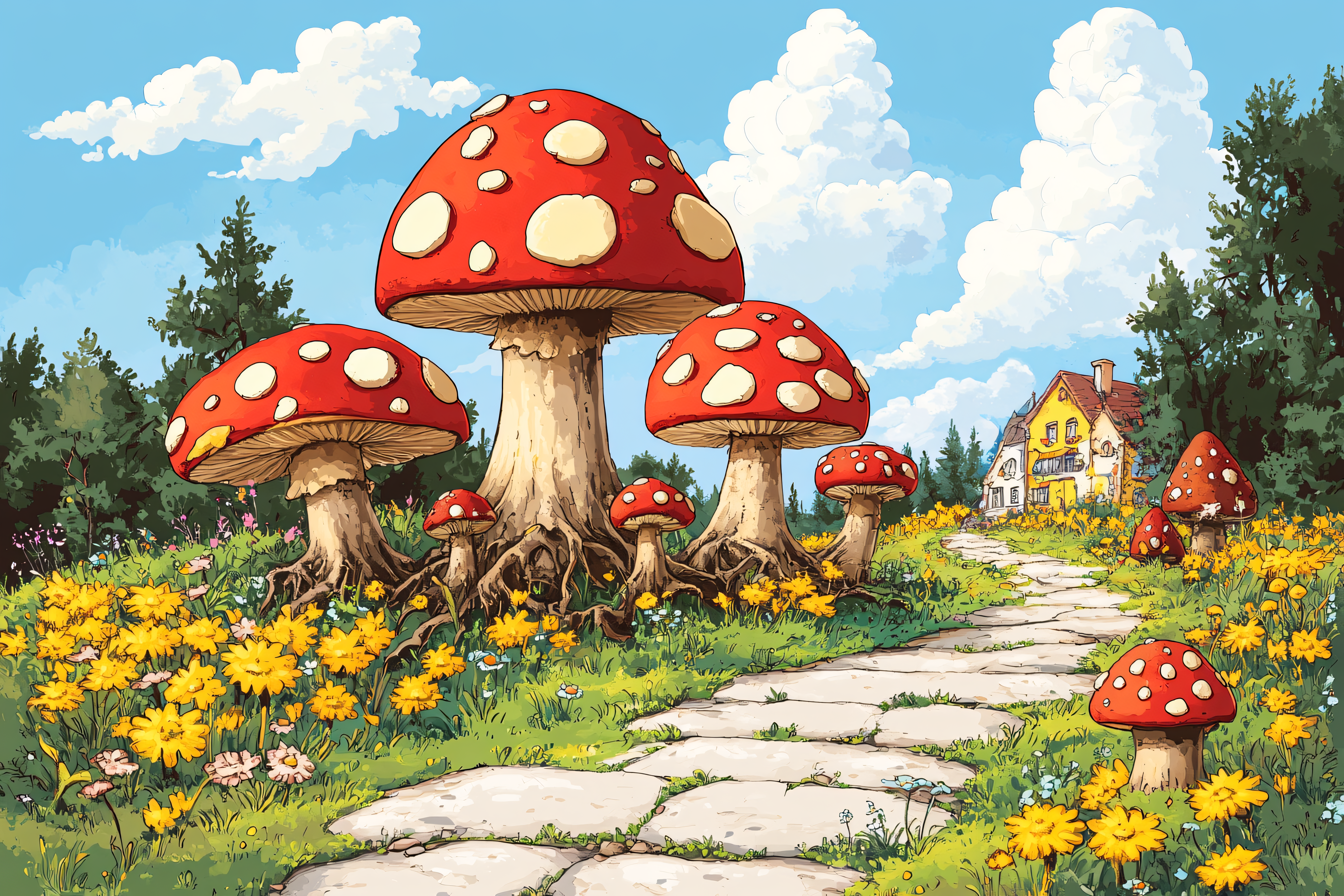 Enchanted Mushroom Garden Path