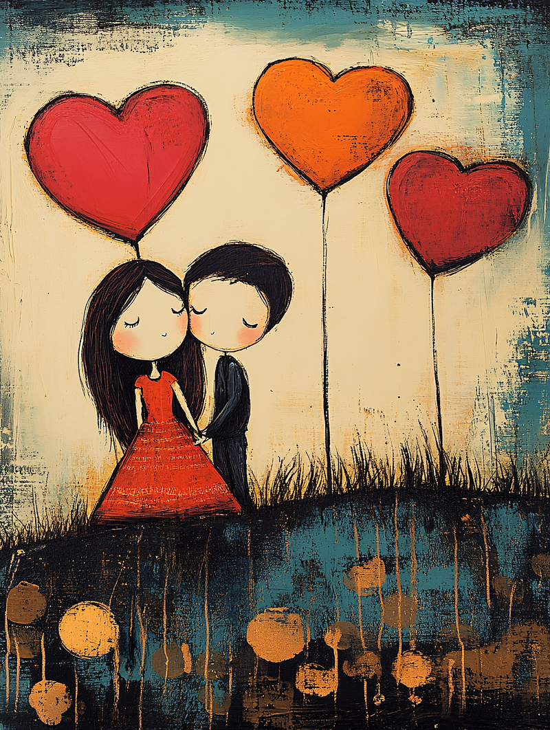 Enchanting Couple Under Heart Balloons